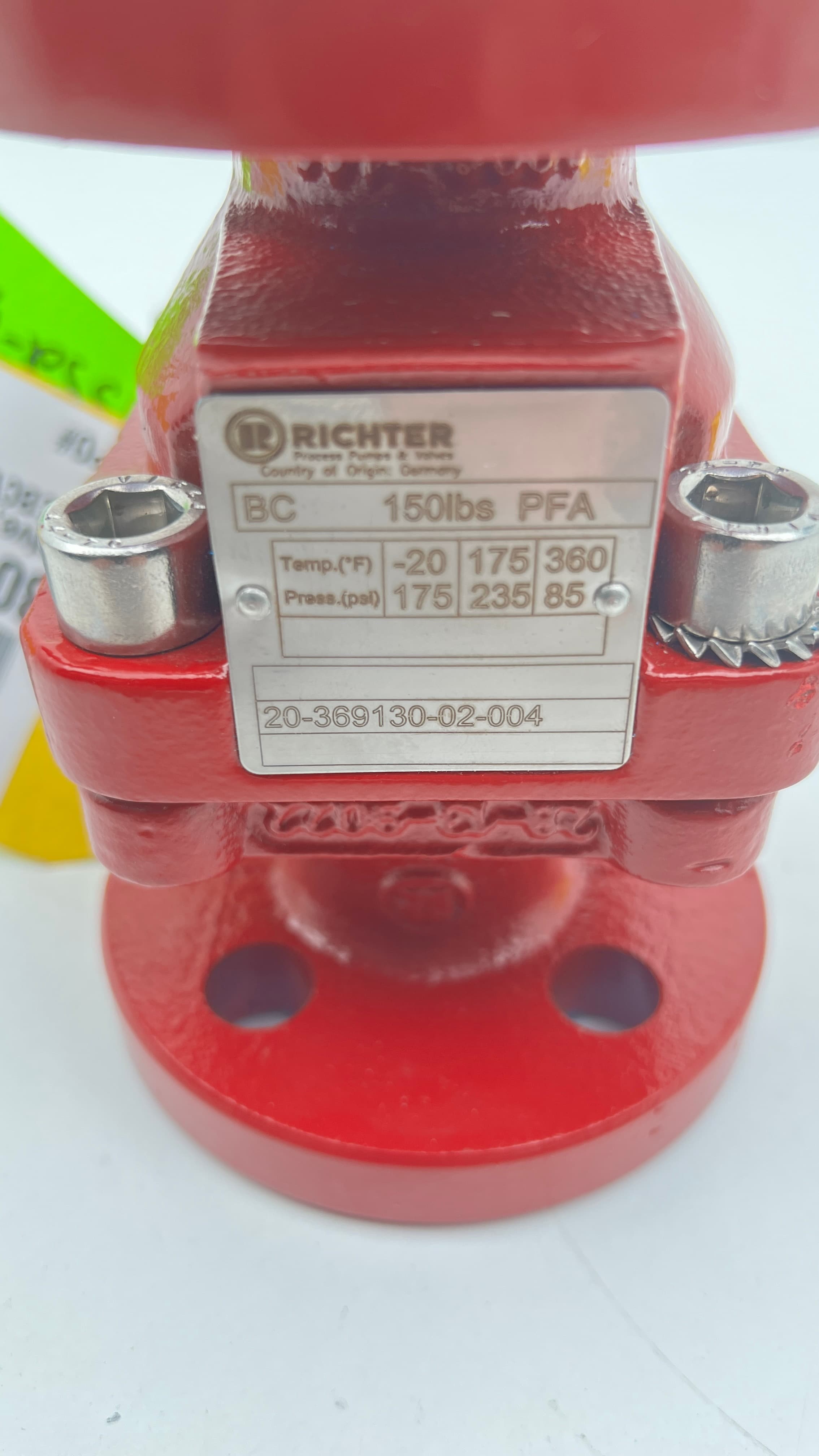 Richter 20-369130-02-004 3/4" PFA Lined Ball Check Valve