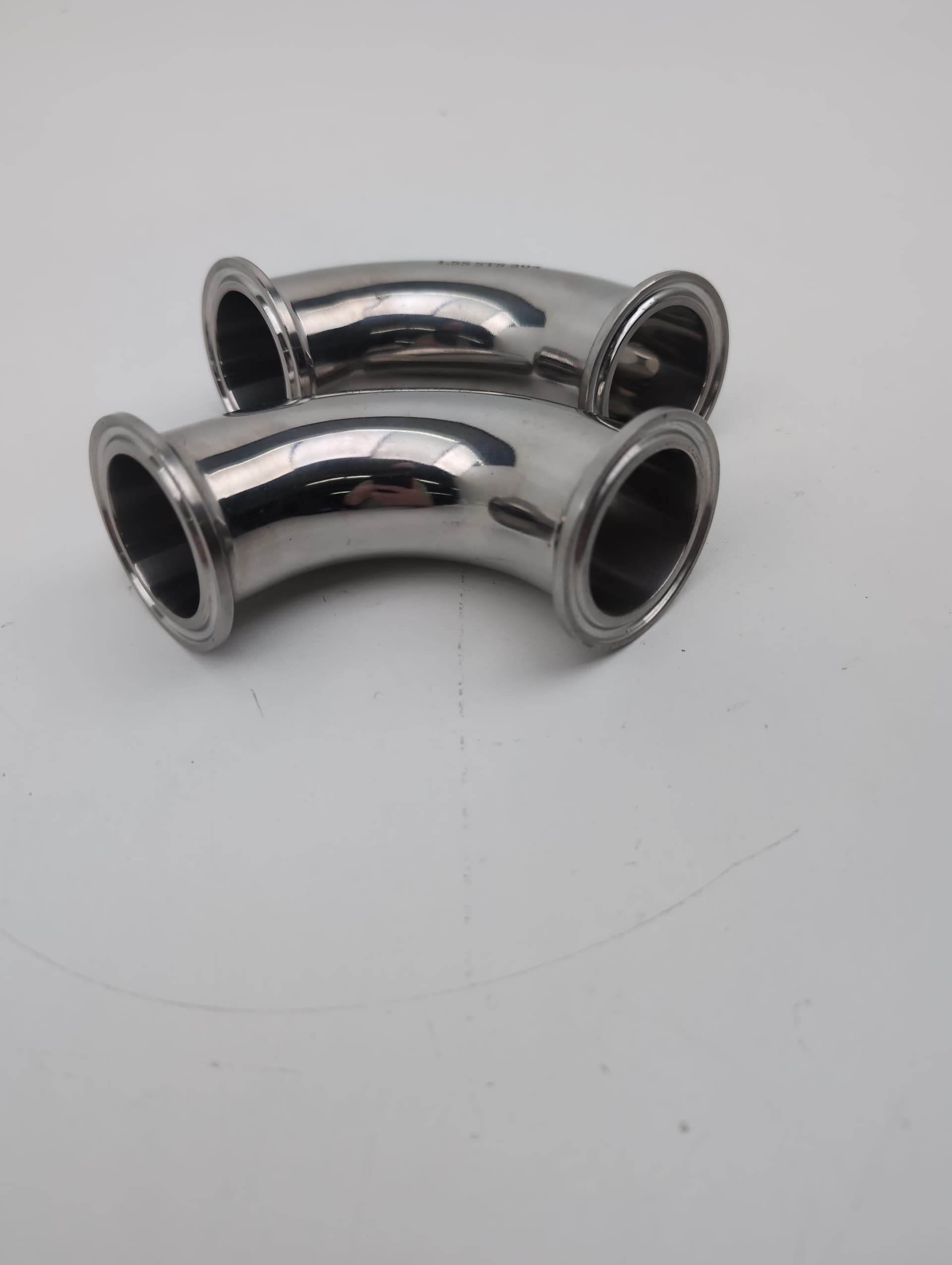 STS 2"OD, 1.375 ID tube, 90 304 SS Sanitary Fitting Lot of 2