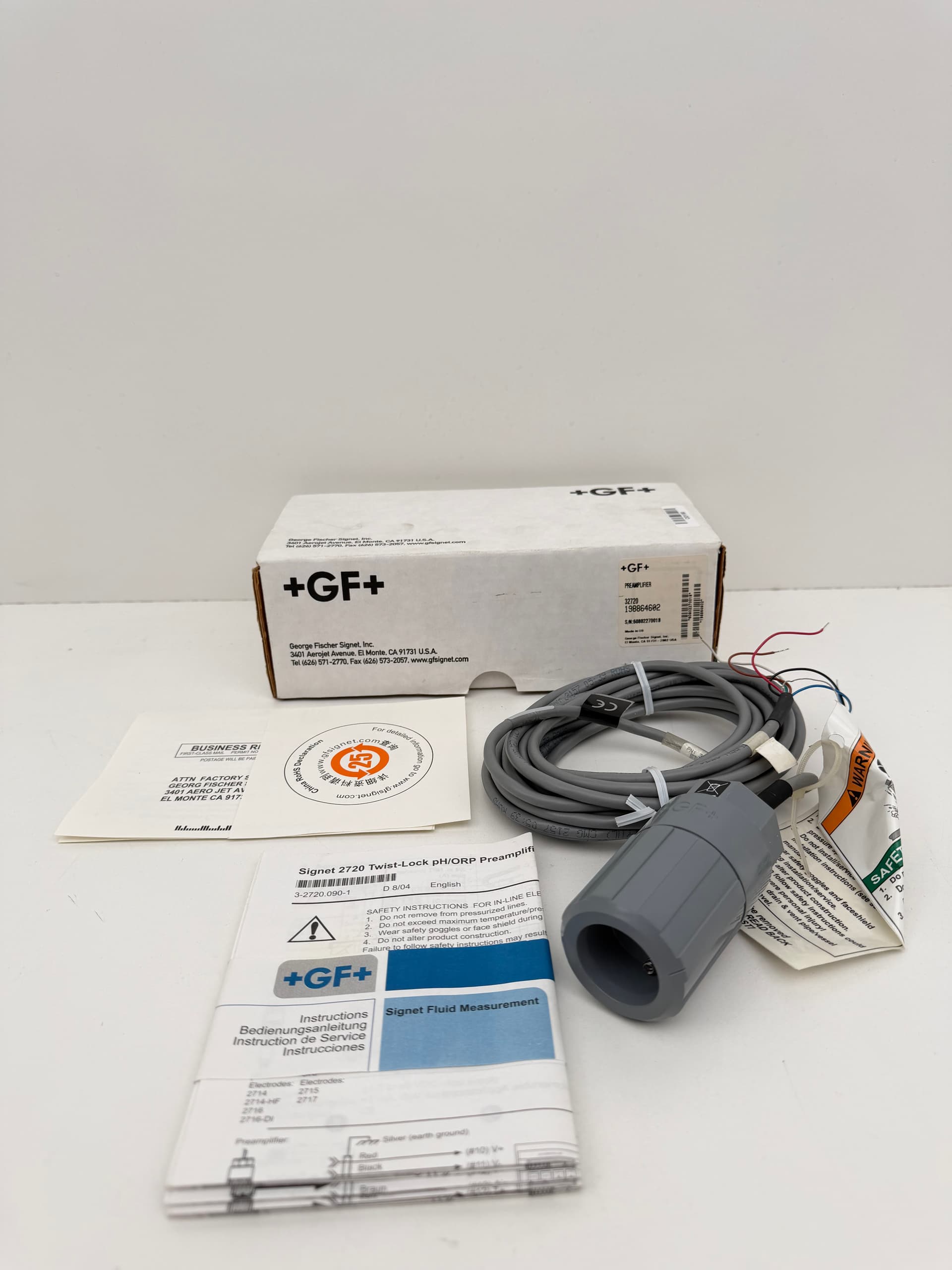 +GF+ Signet 32720 Twist-Lock pH / ORP Pre-Amplifier 15ft Cable 198864602