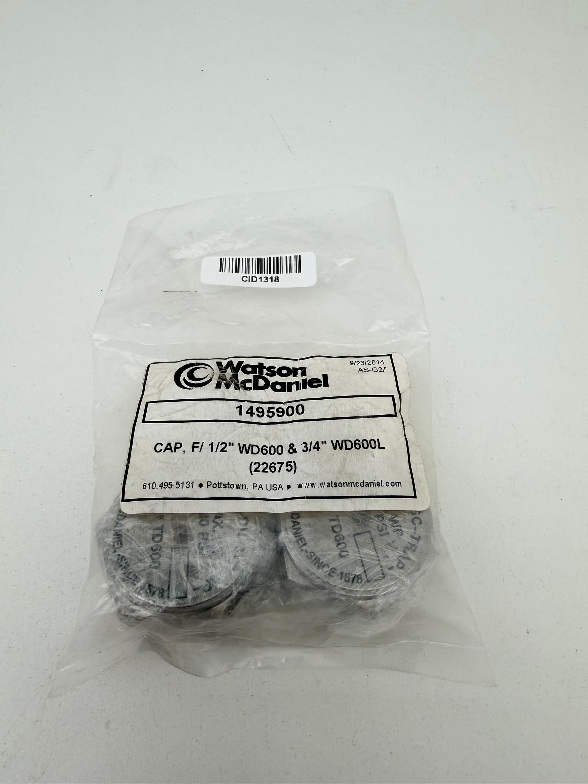 Watson McDaniel 1495900 TD600 Steam Trap Cover 1/2" 3/4" Replacement Part, 2PK