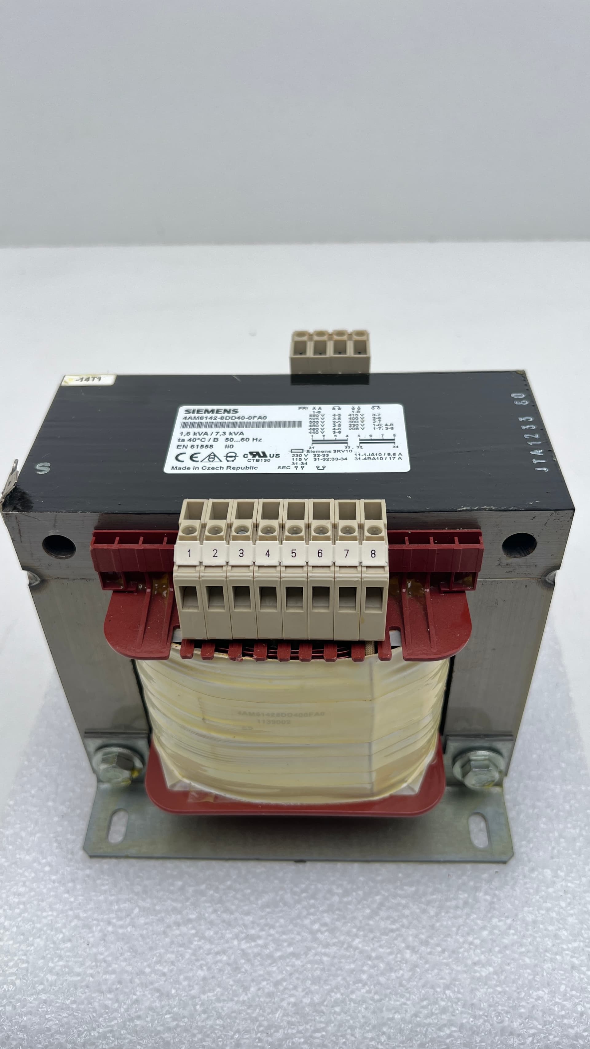 Siemens 4AM6142-8DD40-0FA0 Control Isolation Transformer, 1.6kVA, Single Phase