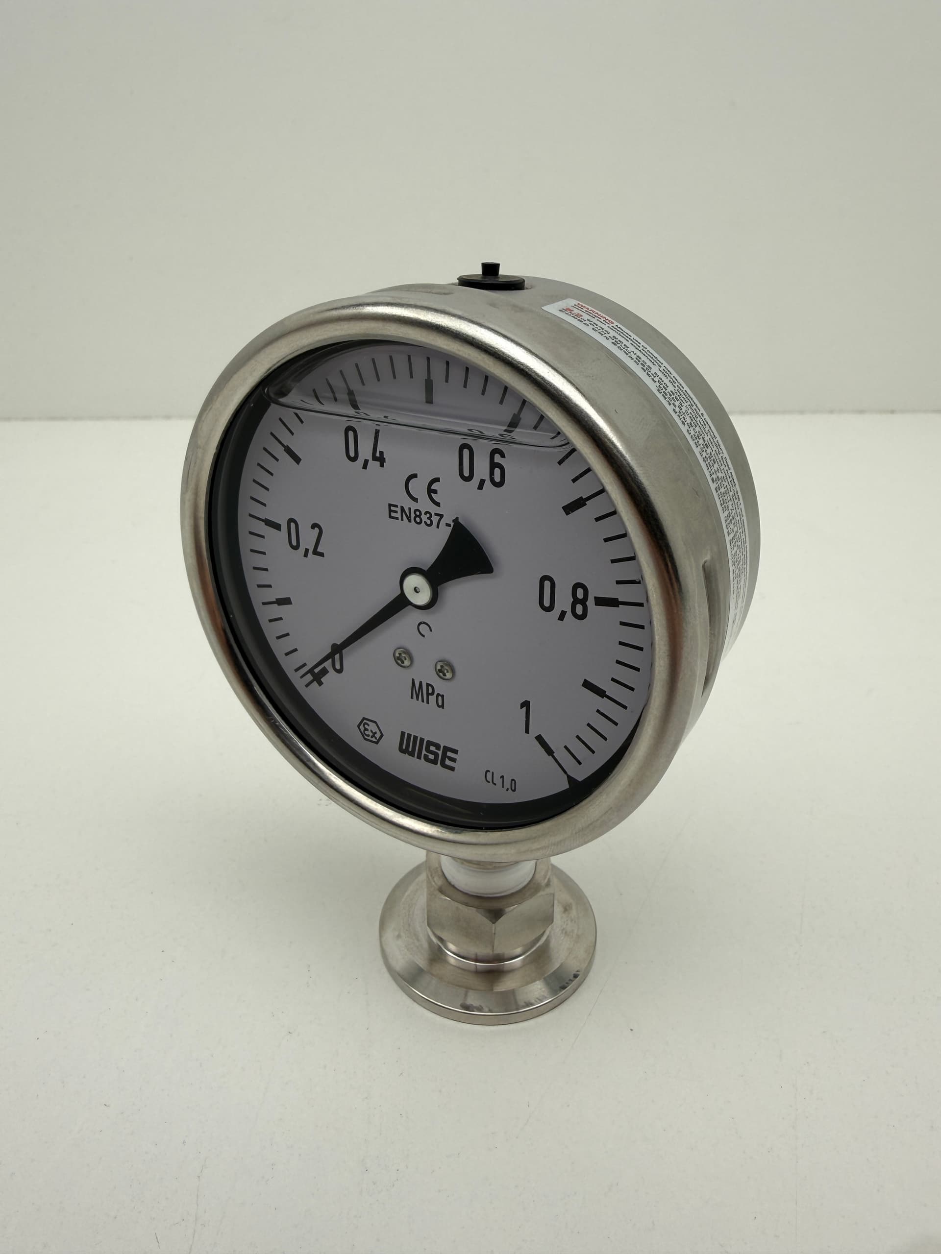 WISE P2584A3EDI04740 Pressure Gauge, 0-1 MPa, 100 mm, 1/2 in NPT Glycerin