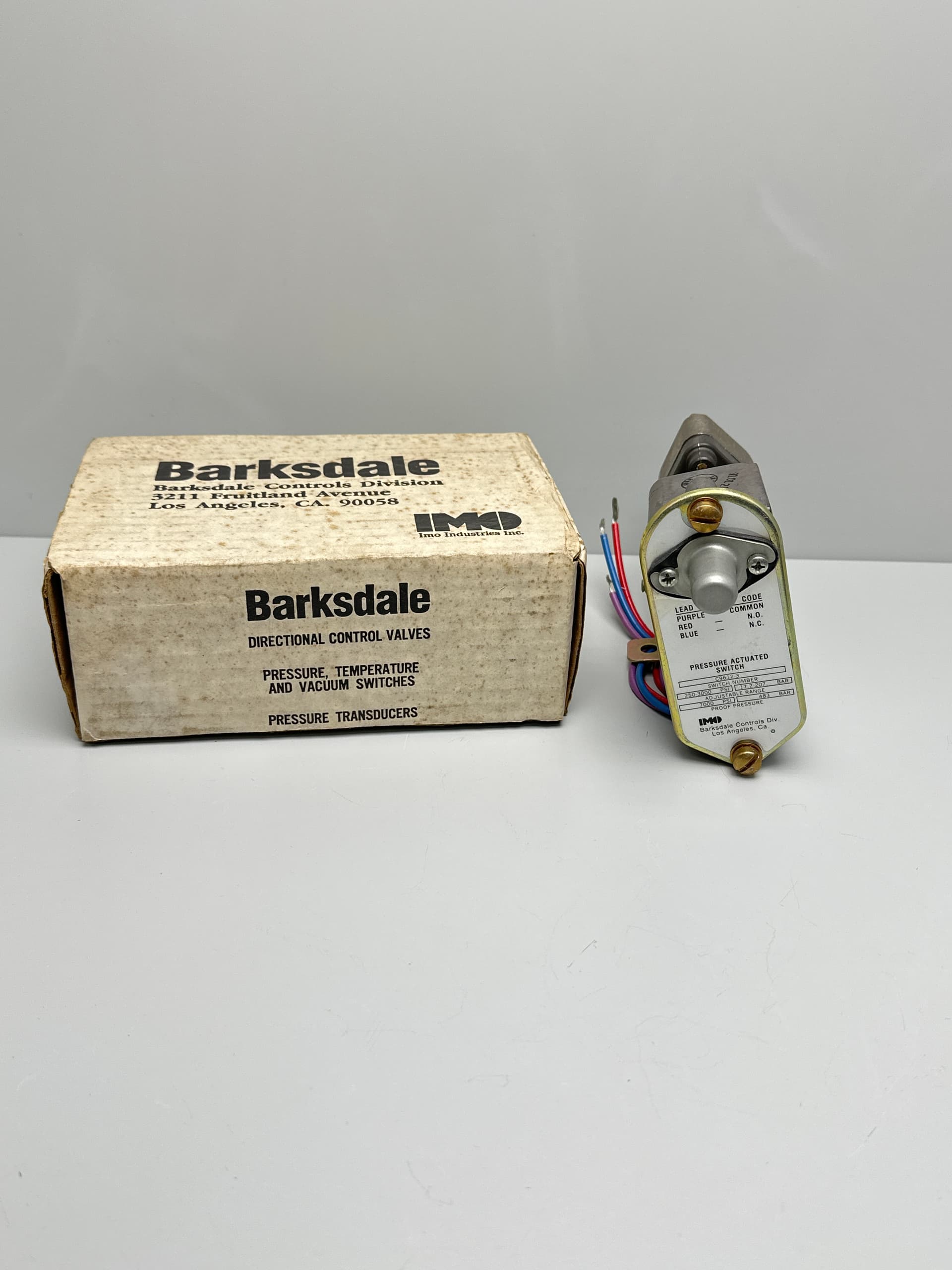 Barksdale C9612-3 Sealed Piston Pressure Switch, 250-3000 PSI, 7000 PSI Proof