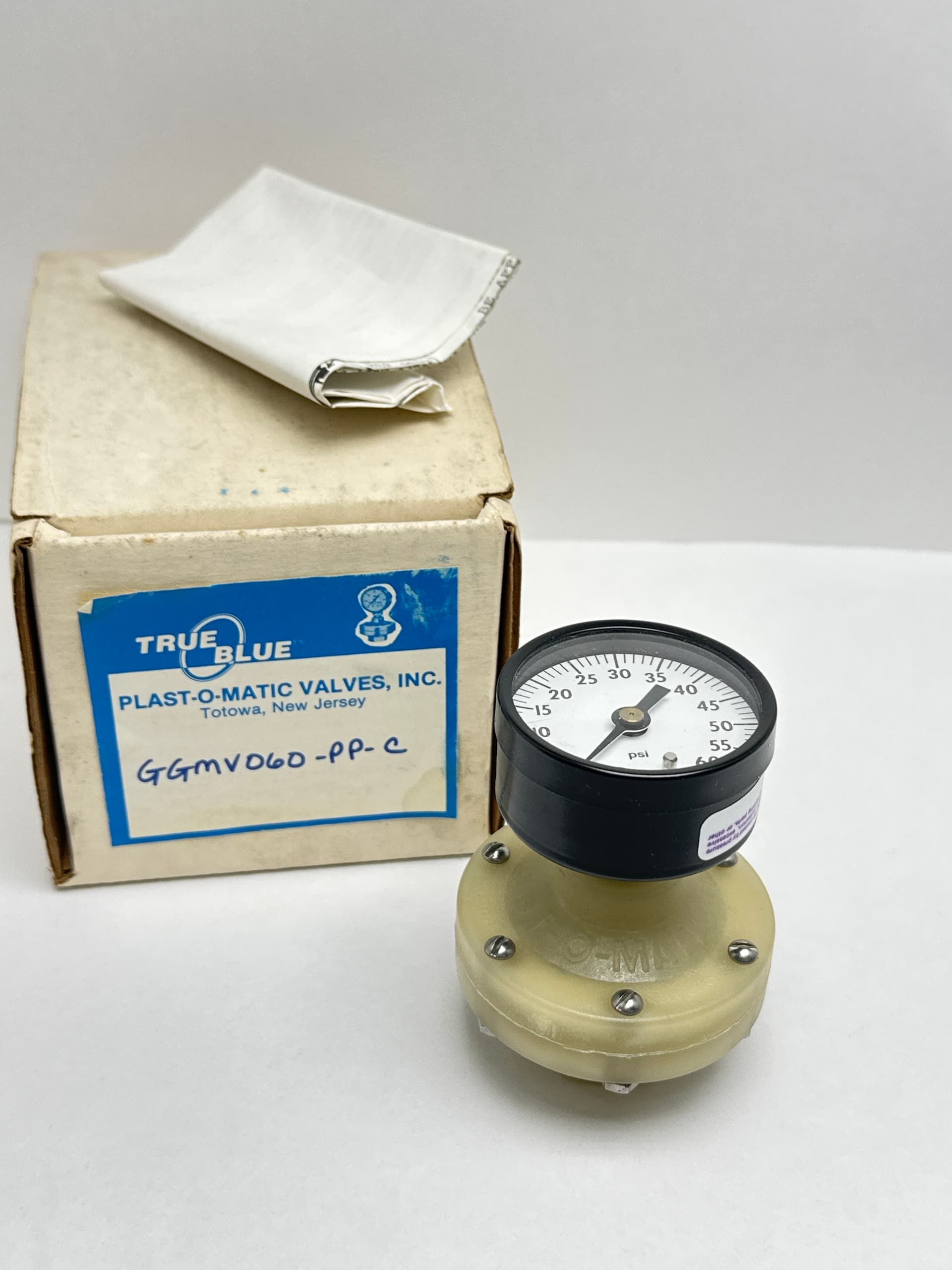 Plast-O-Matic GGMT060-PP-C Gauge Guard, PP/PTFE, 0-60 psi, Center Back