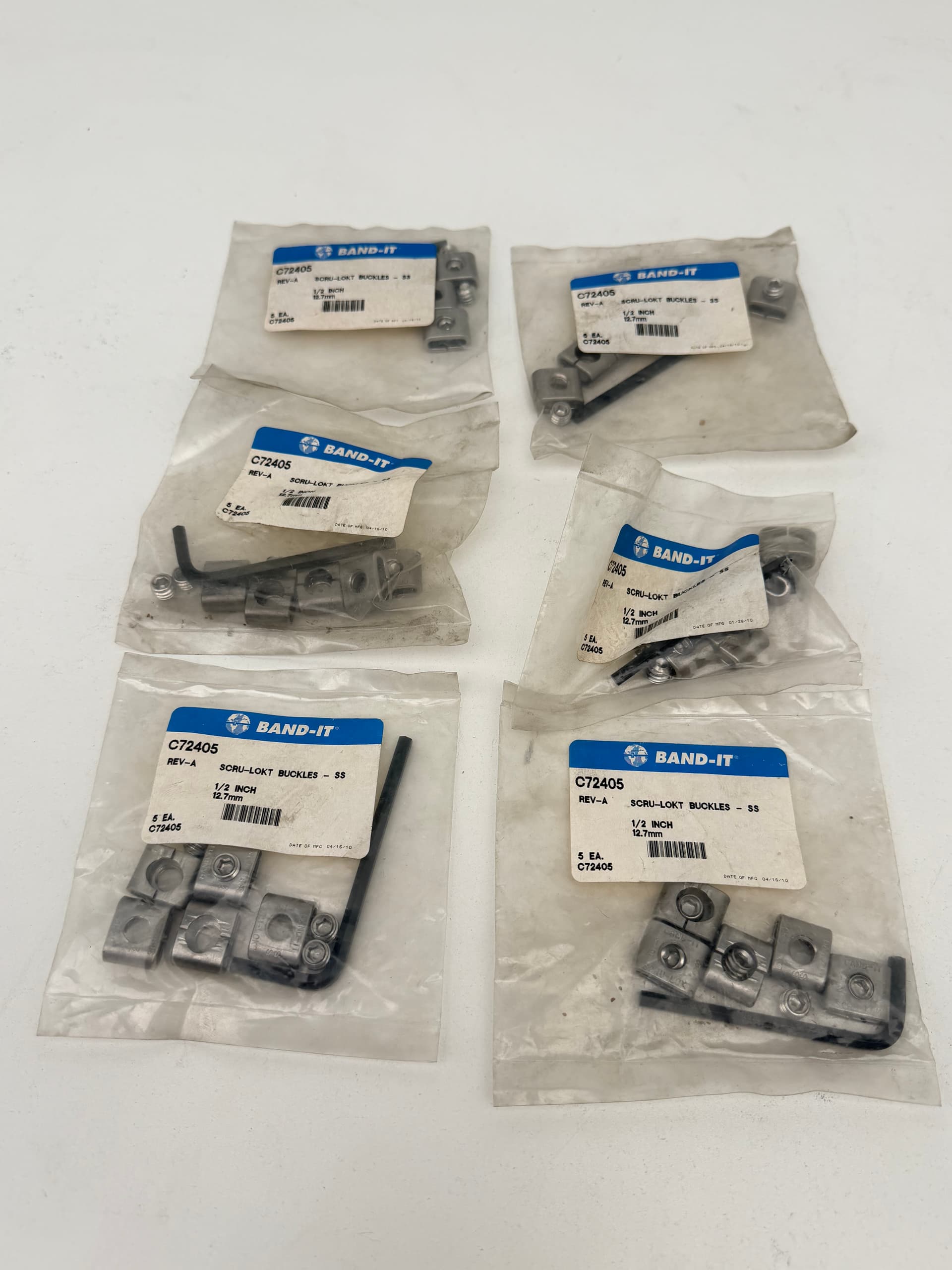 BAND-IT C72405 Scru-Lokt Buckle 1/2" Stainless Steel Banding Clamp 6PK