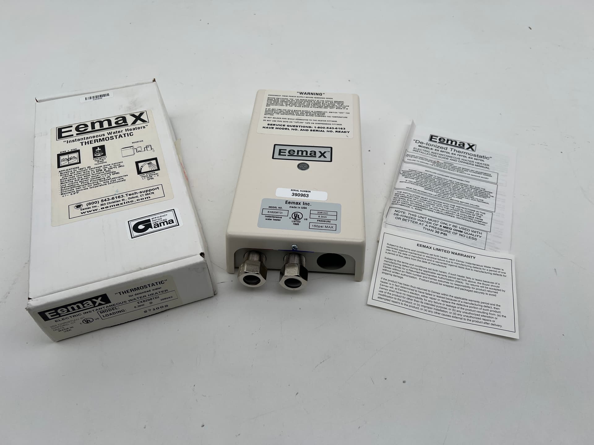 Eemax EX8208T DI Tankless Water Heater -- SS Internals