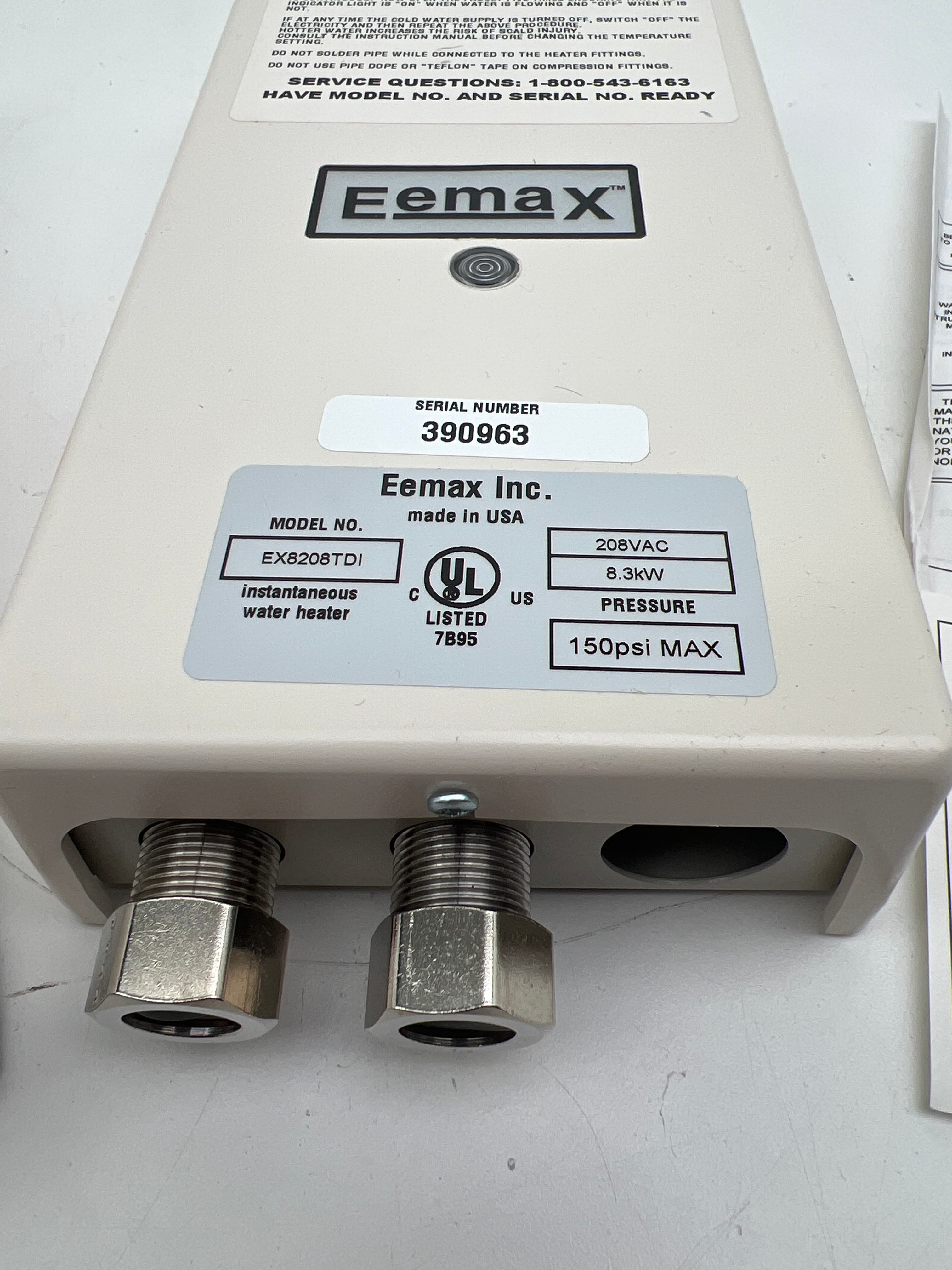 Eemax EX8208T DI Tankless Water Heater -- SS Internals