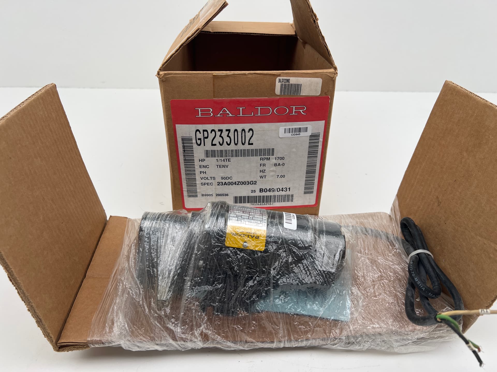 Baldor-Reliance-ABB GP233002 Right Angle DC Gearmotor, 90 degree