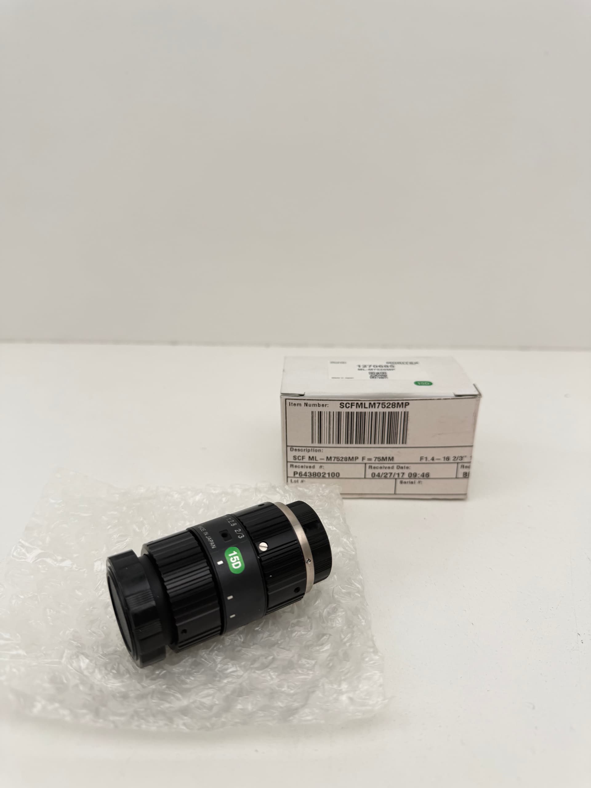 Moritex ML-M7528MP 1 Mega Pixel Camara Lens 15D 75mm