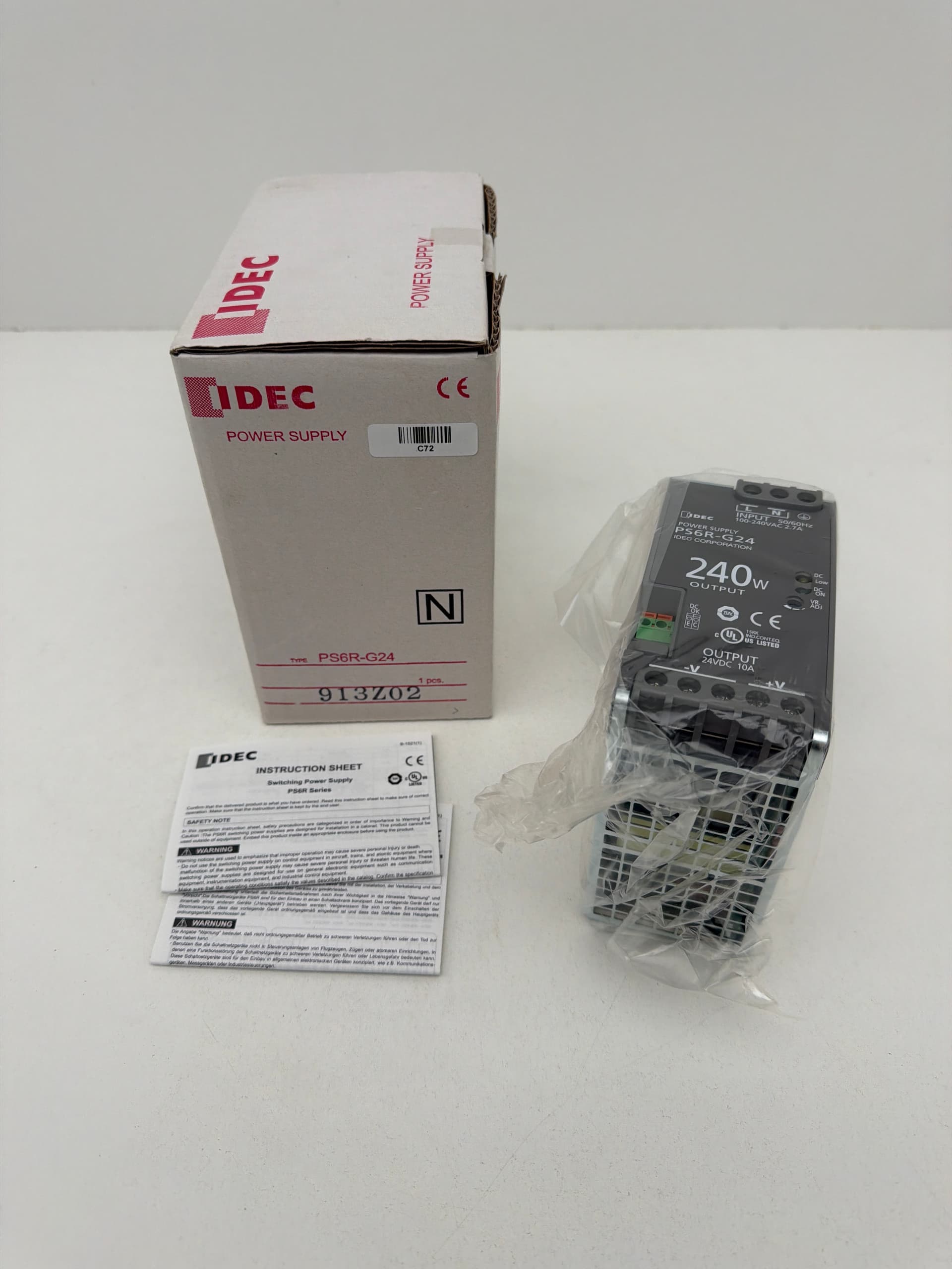IDEC PS6R-G24 Power Supply, IN 100-240VAC 2.7A / OUT 24VDC 10A 240W