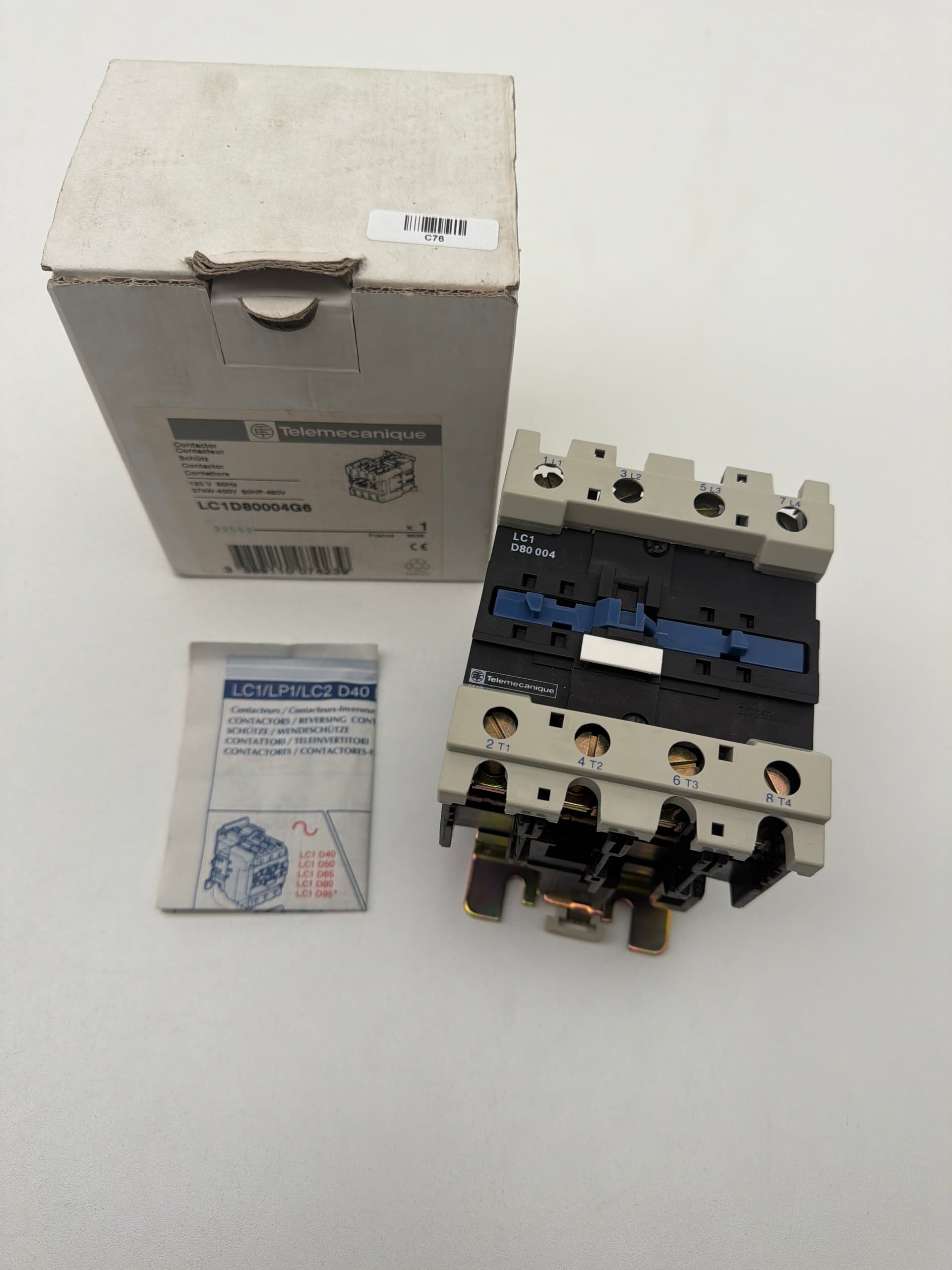 Telemecanique LC1D80004G6 4-Pole IEC Contactor 125A 120V Coil