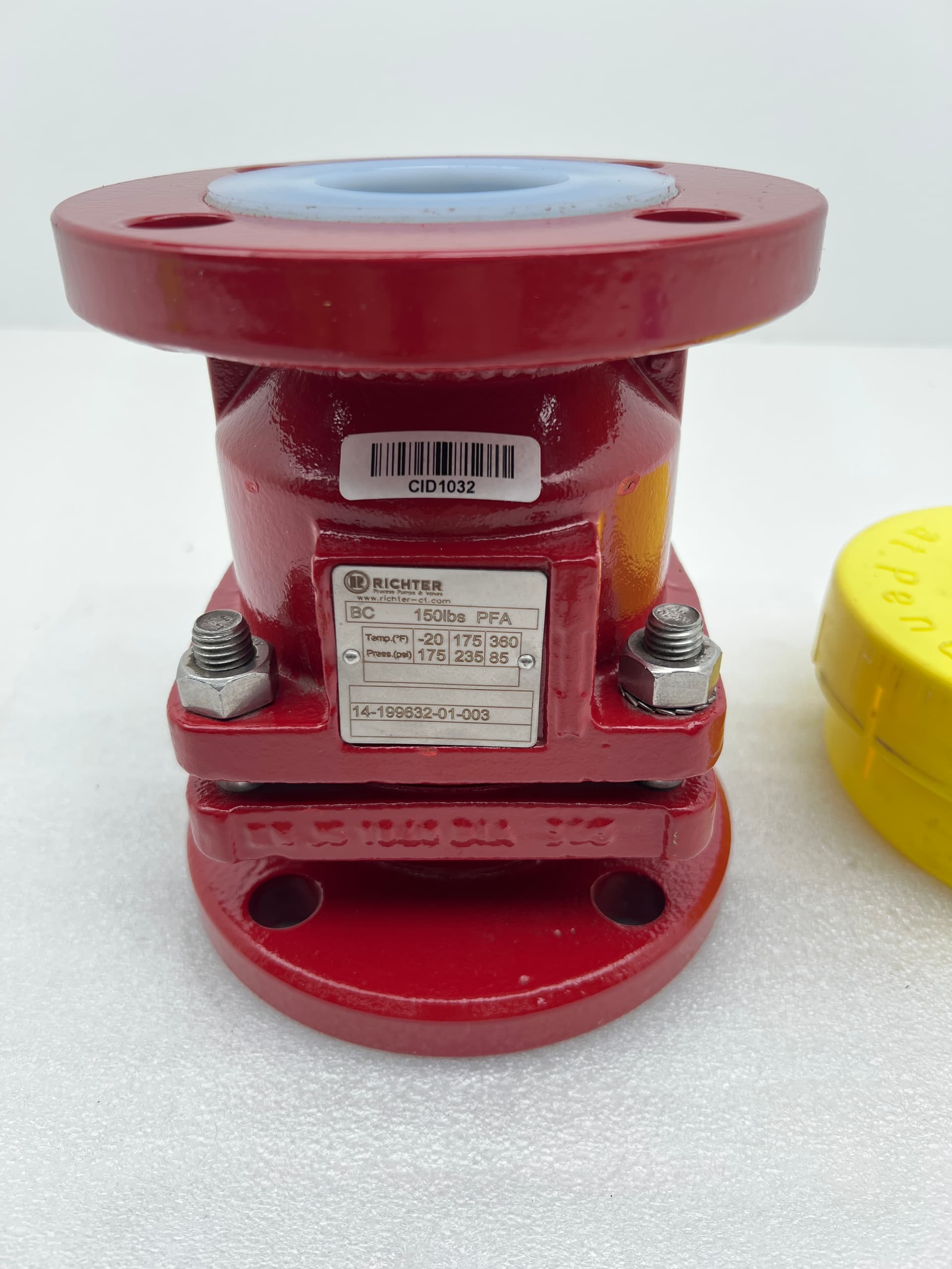 Richter 14-199632-01-003 2" PFA Lined Solid PTFE Ball Check Valve