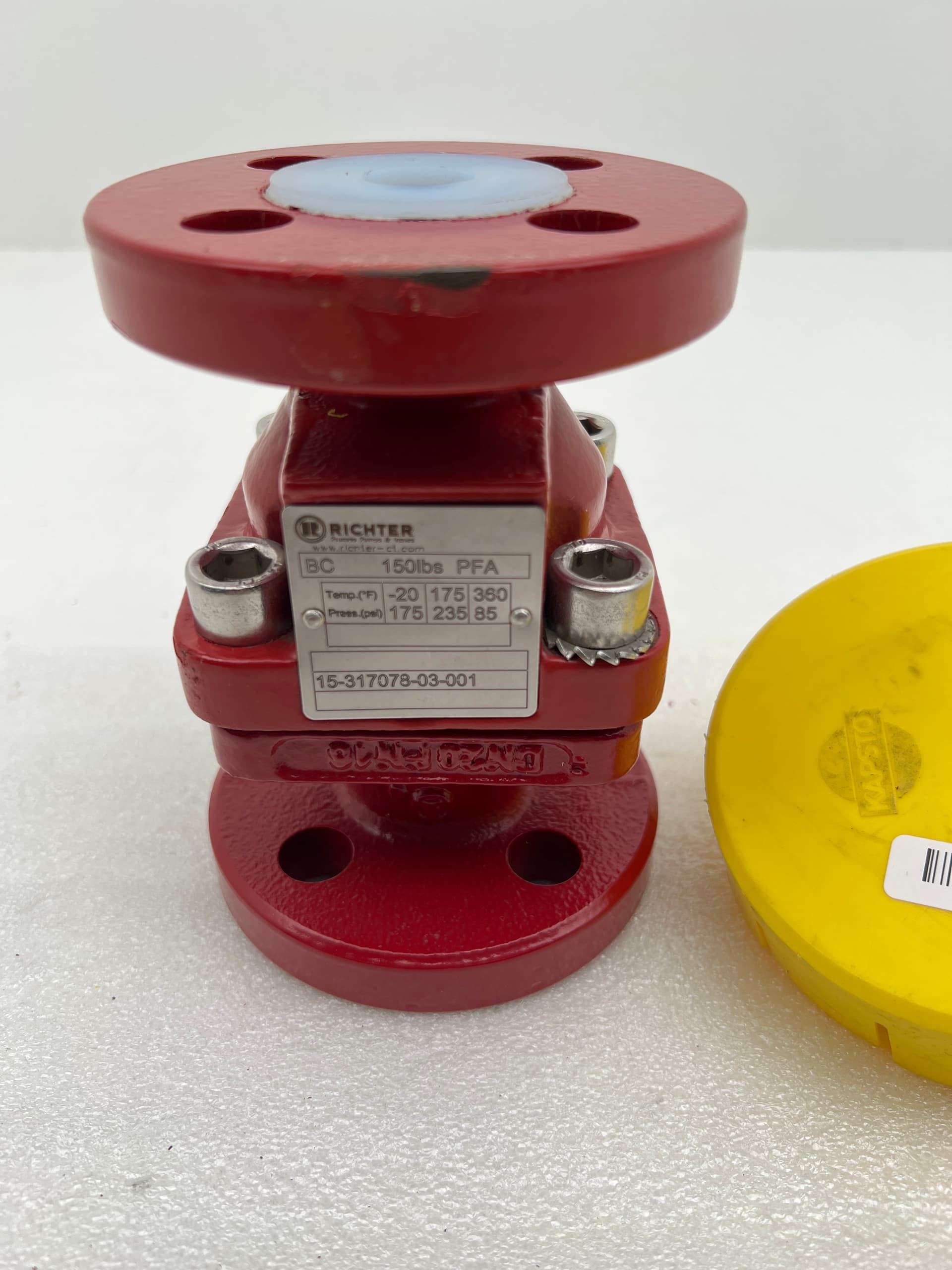 Richter 15-317078-03-001 3/4" PFA Lined Solid PTFE Ball Check Valve