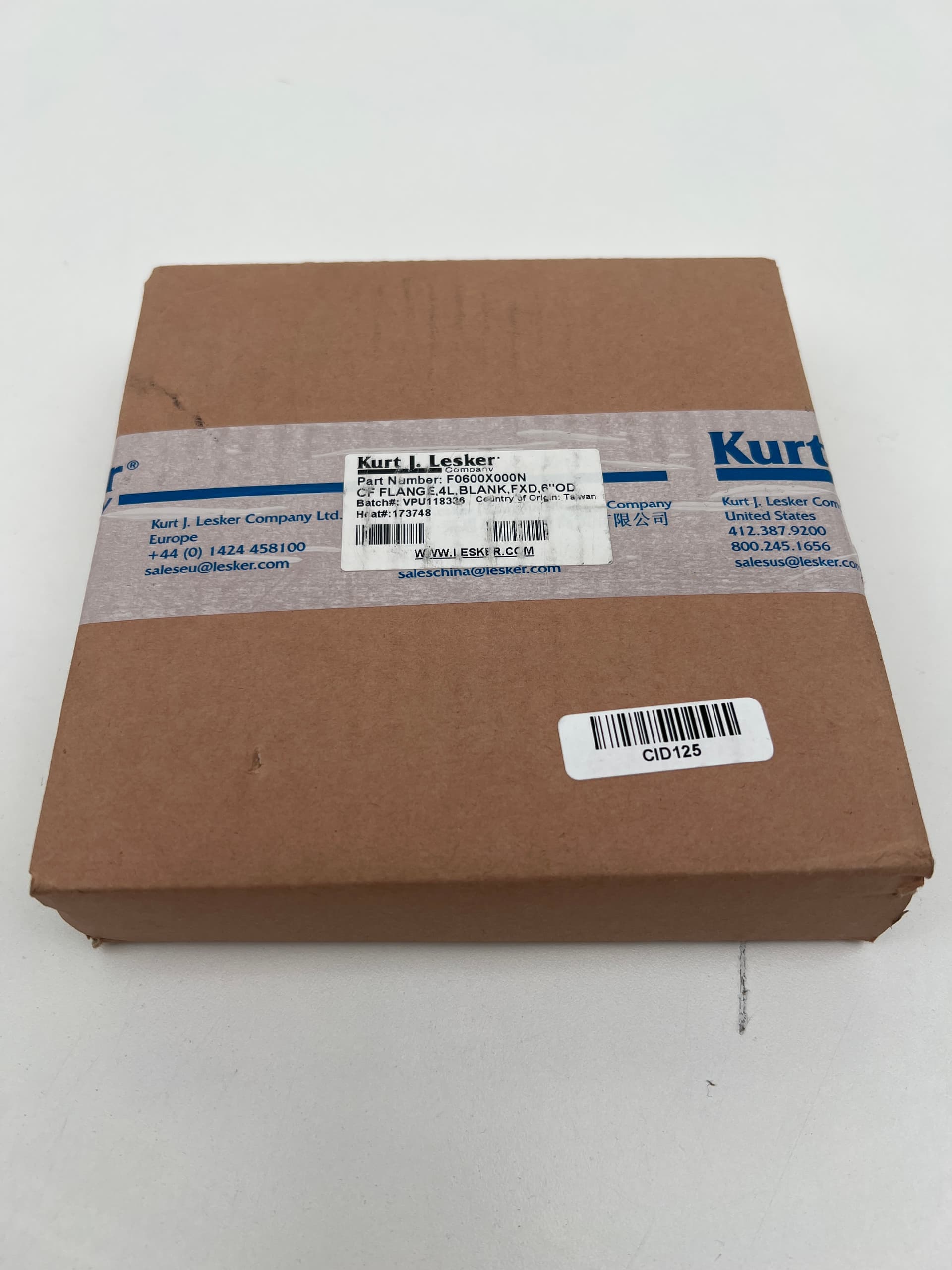 Kurt J Lesker F0600X000N DN100 6" OD, ConFlat UHV, Fixed Blank, 304SS