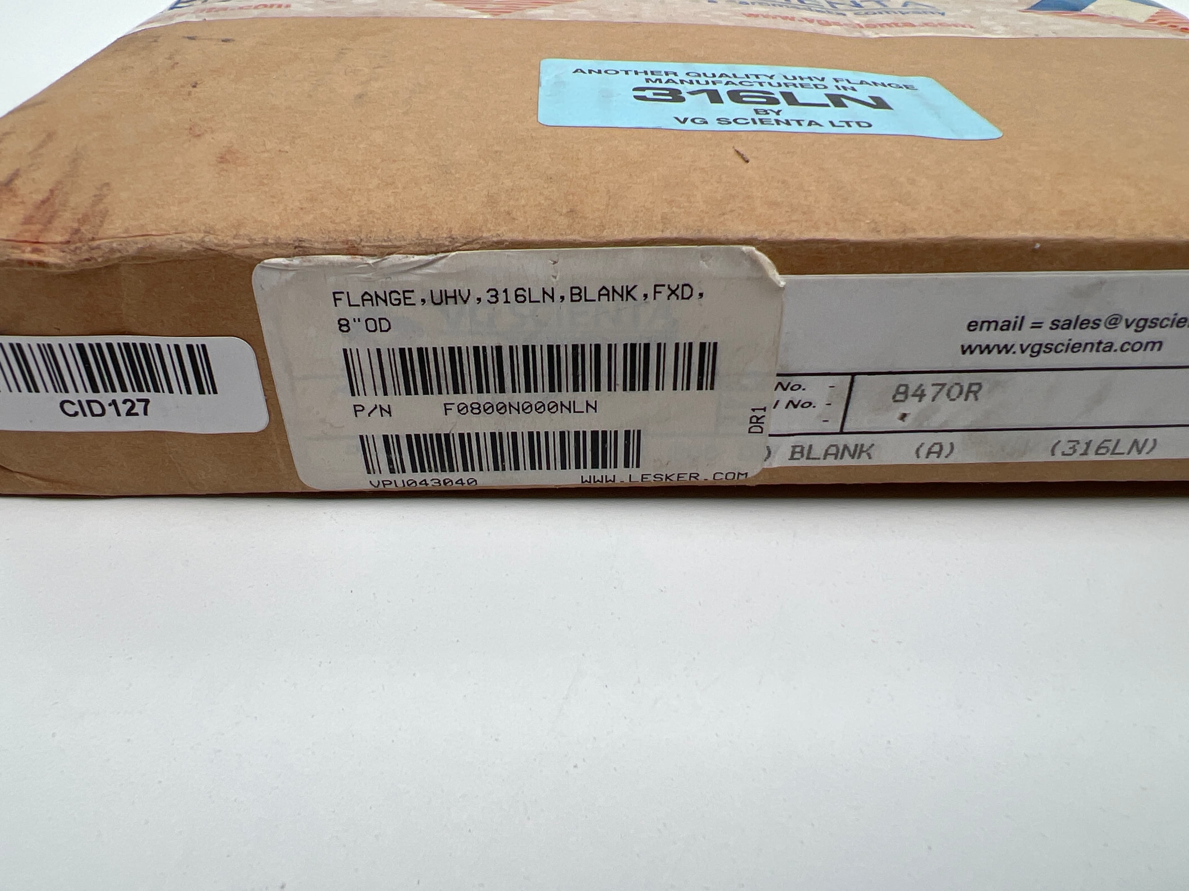 Kurt J Lesker F0800N000NLN UHV Conflat DN160 8"OD Fixed Blank ,316LN Stainless S