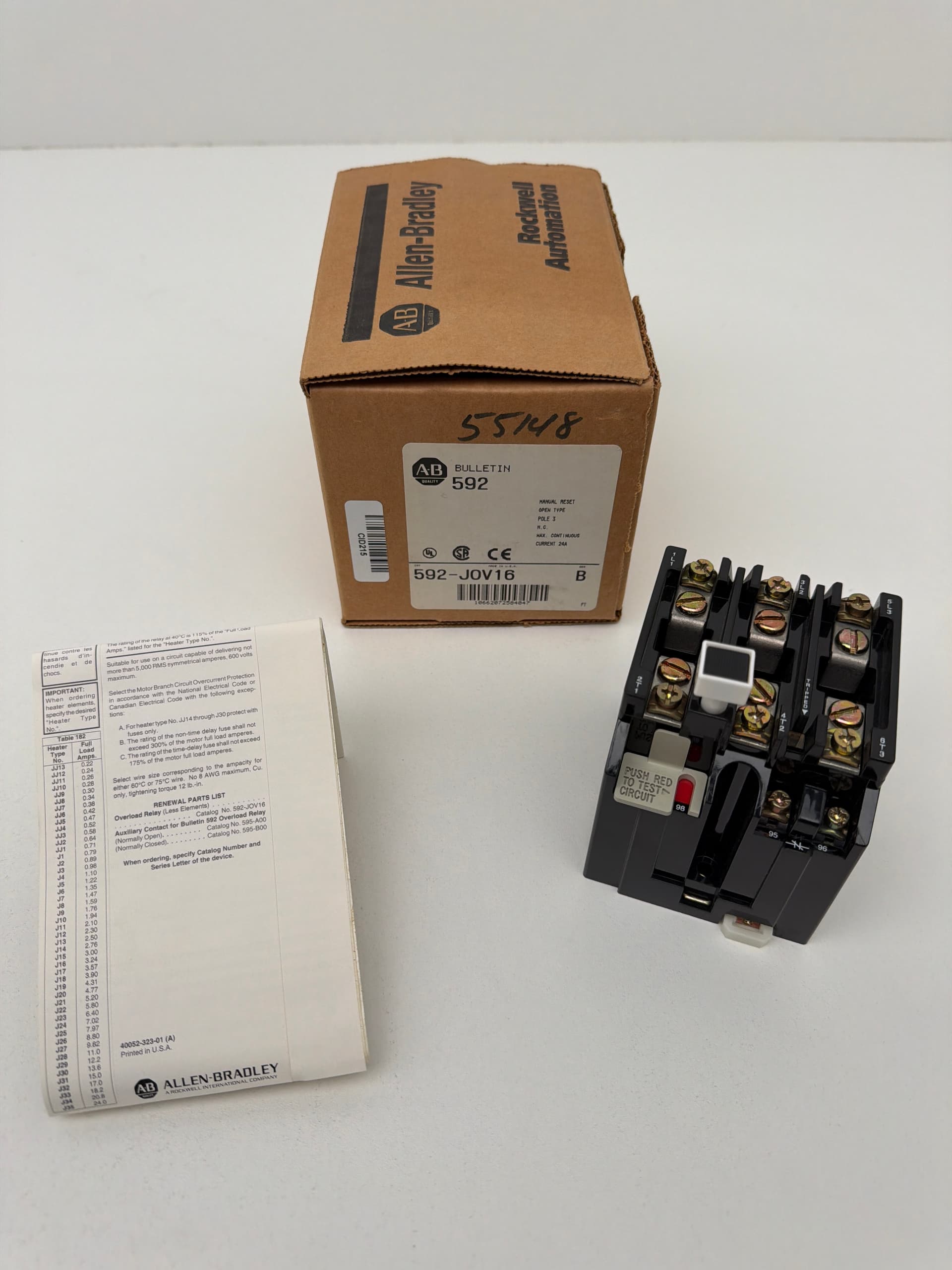 Allen-Bradley 592-JOV16 Overload Relay, Ser B, 3P, 24A