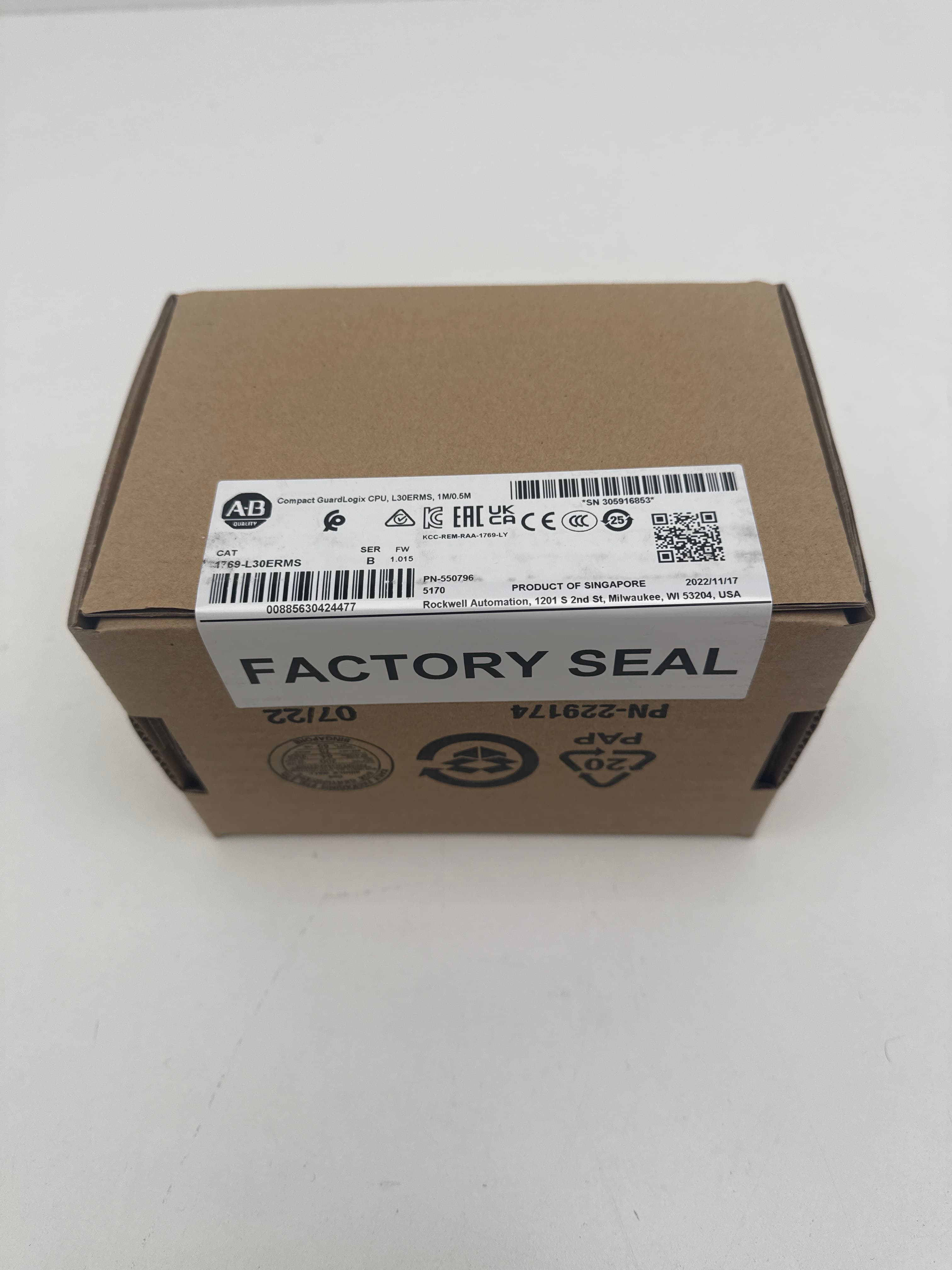 Allen-Bradley 1769-L30ERMS Compact GuardLogix CPU Ser B FW 1.015