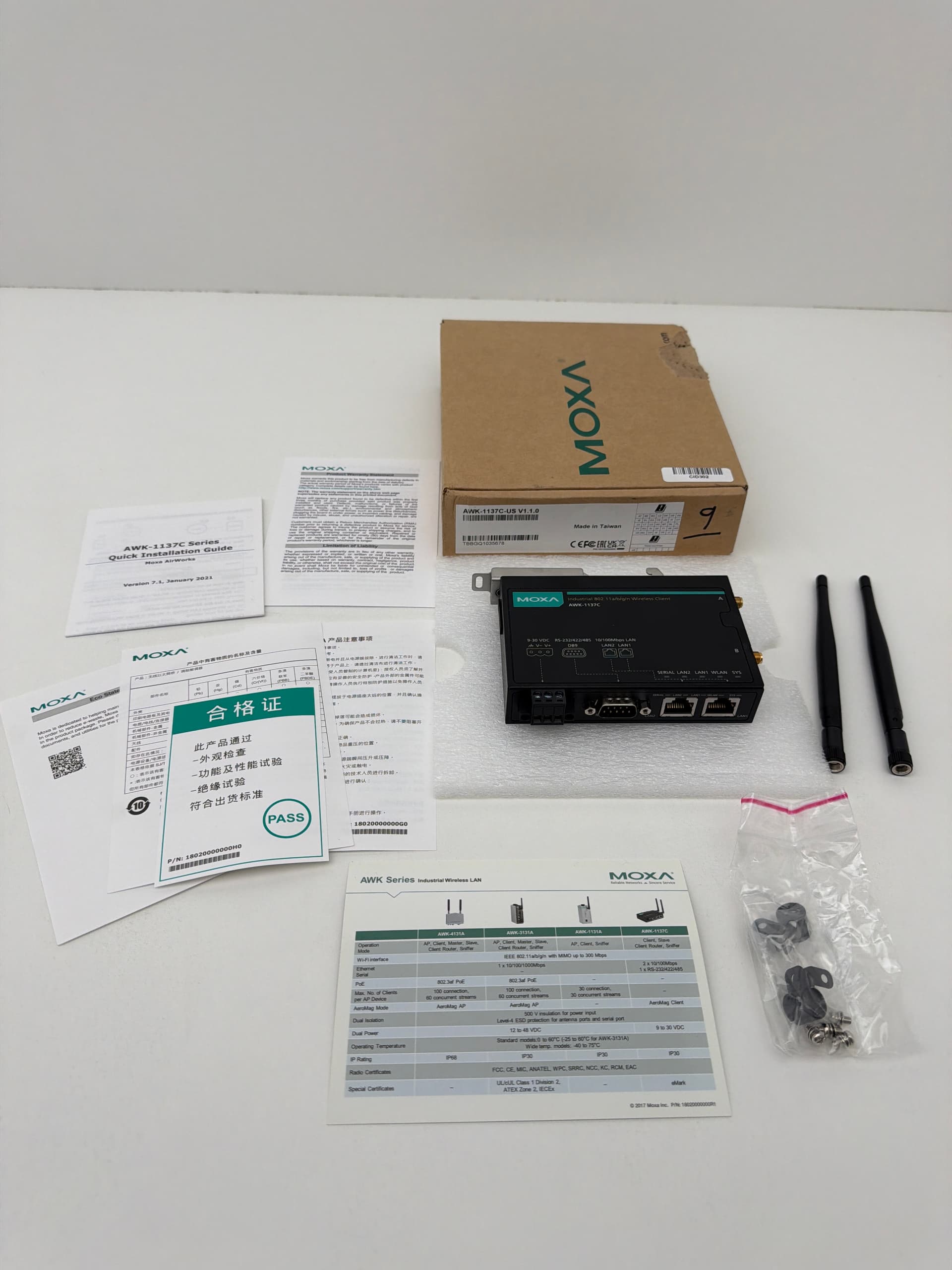 Moxa AWK-1137C AWK-1137C-US V1.1.0 Industrial Wireless Client 802.11 a/b/g/n