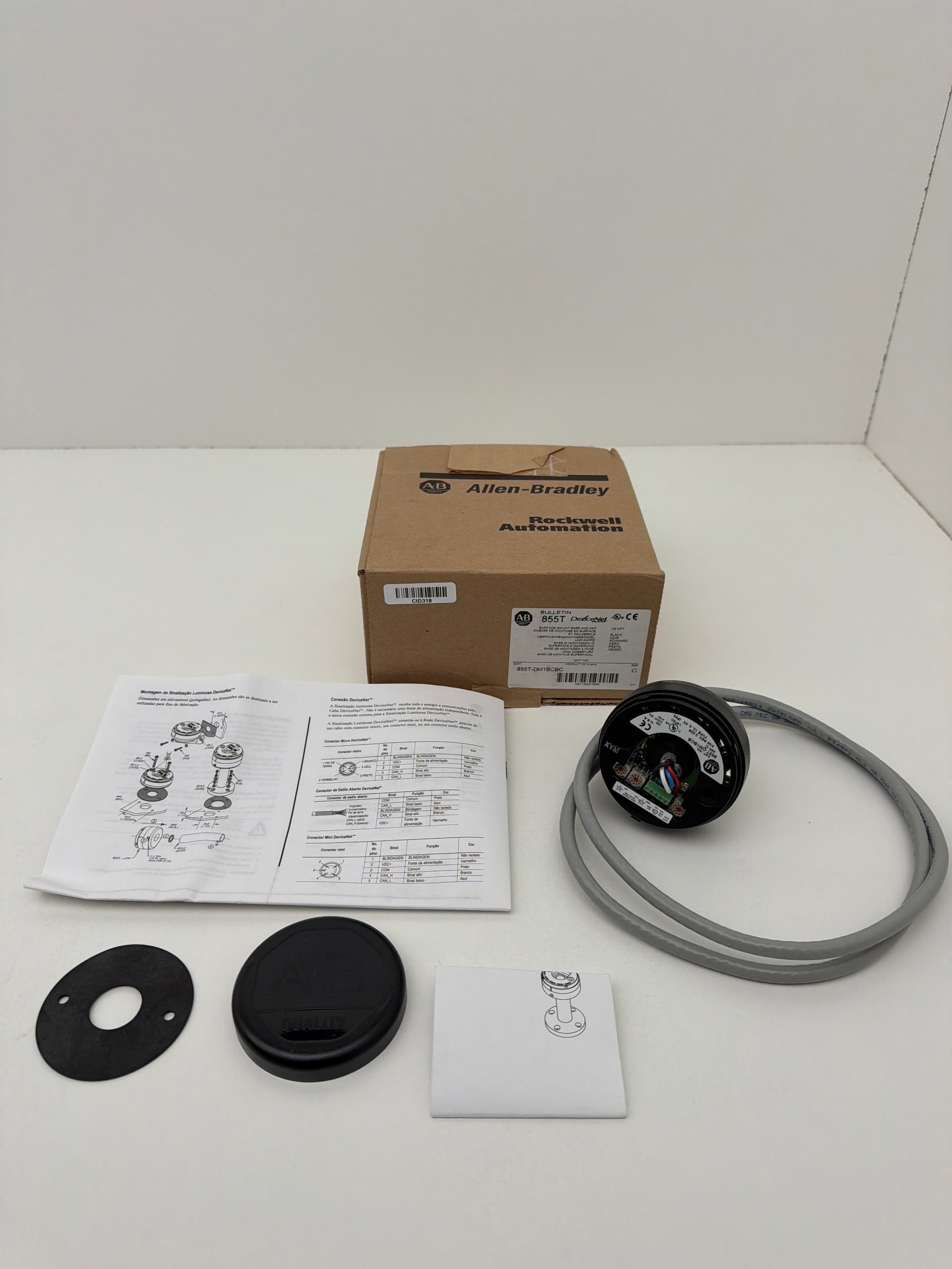 Allen-Bradley 855T-DM1BCBC DeviceNet Base 70 mm Stack Lights Ser C