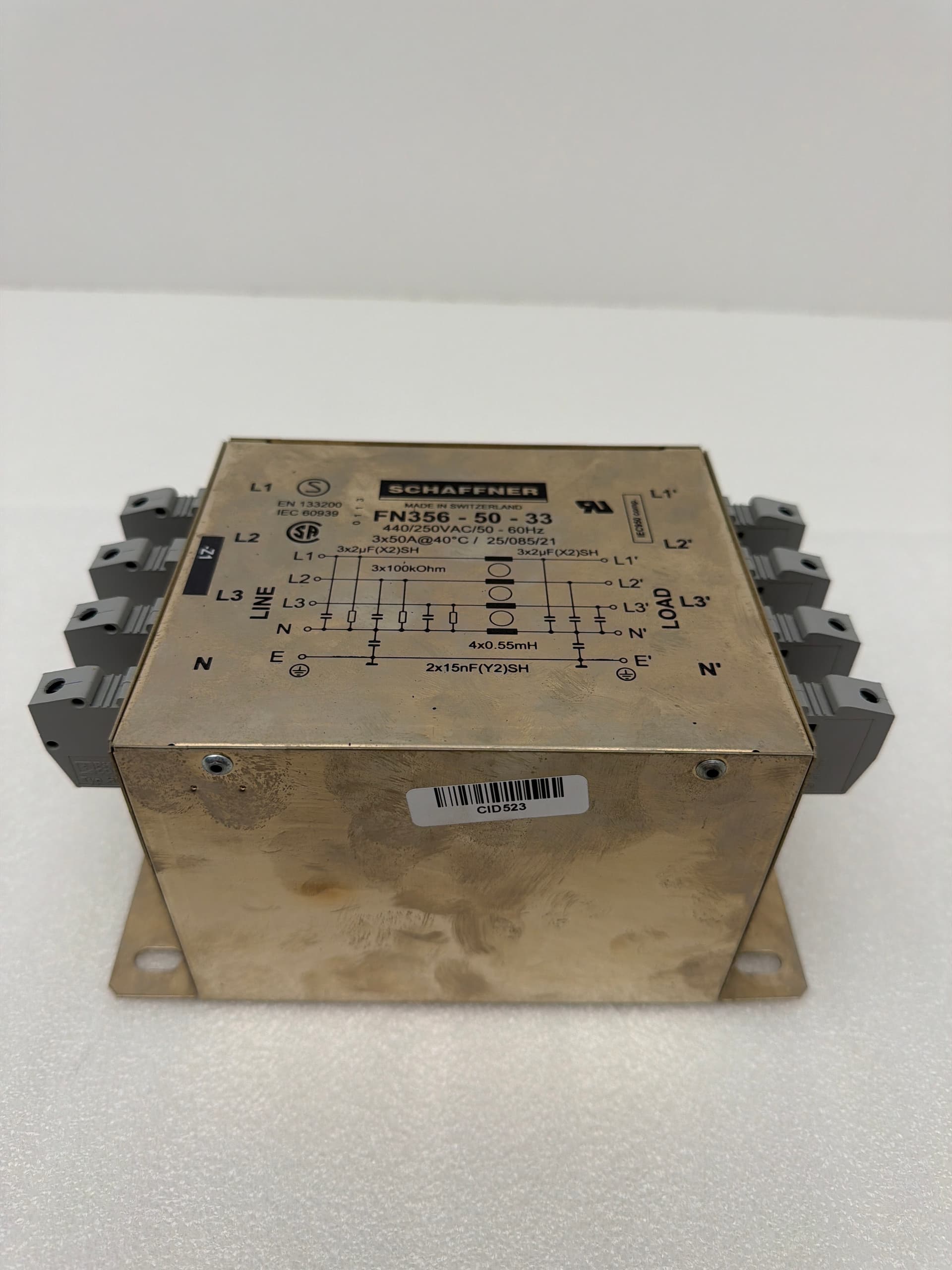 Schaffner FN356-50-33 EMI RFI Power Line Filter 50A 440V 3-Phase