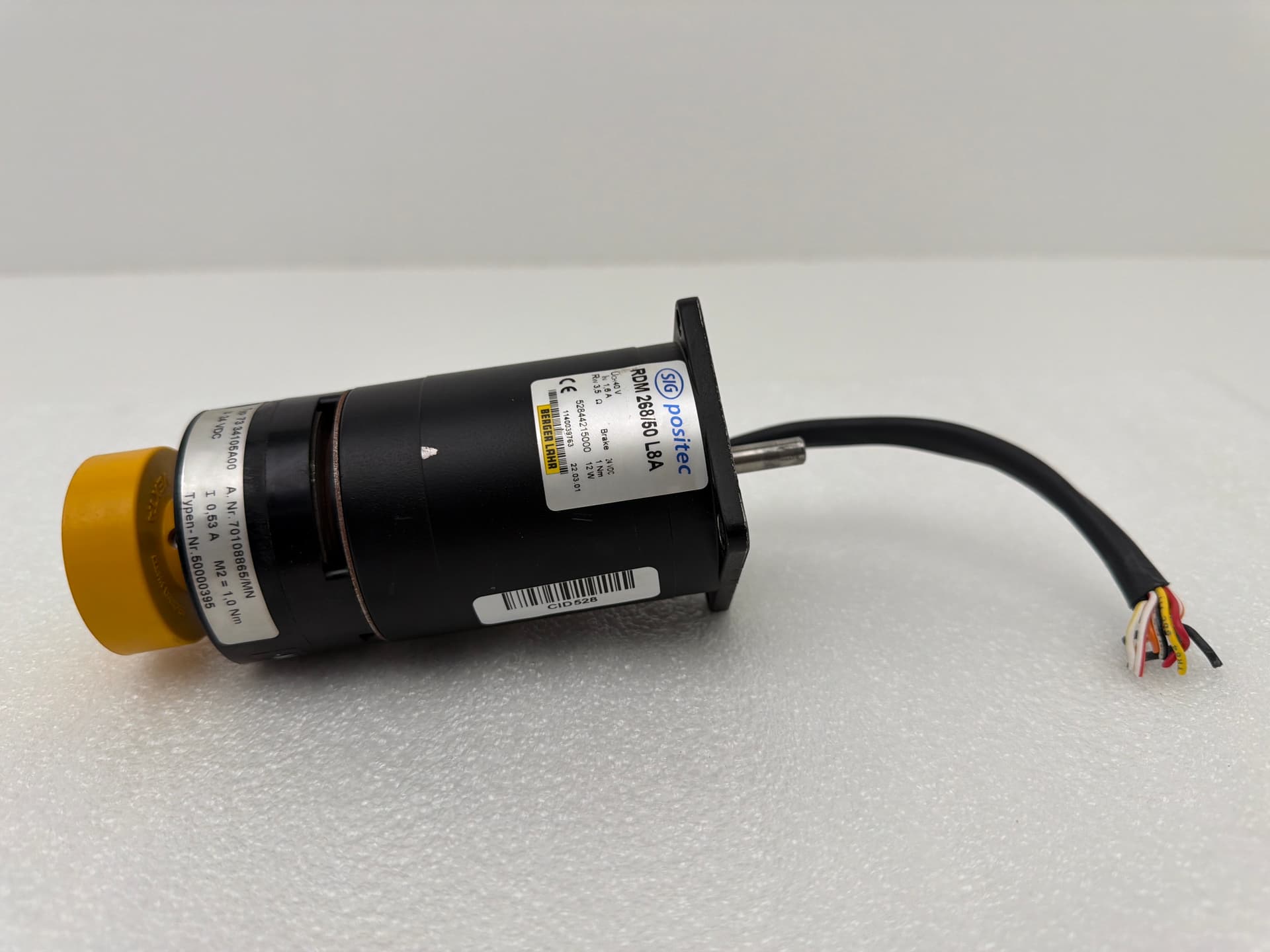 SIG Positec RDM 268/50 L8A Servo Motor with Binder 73 34105A00 Brake