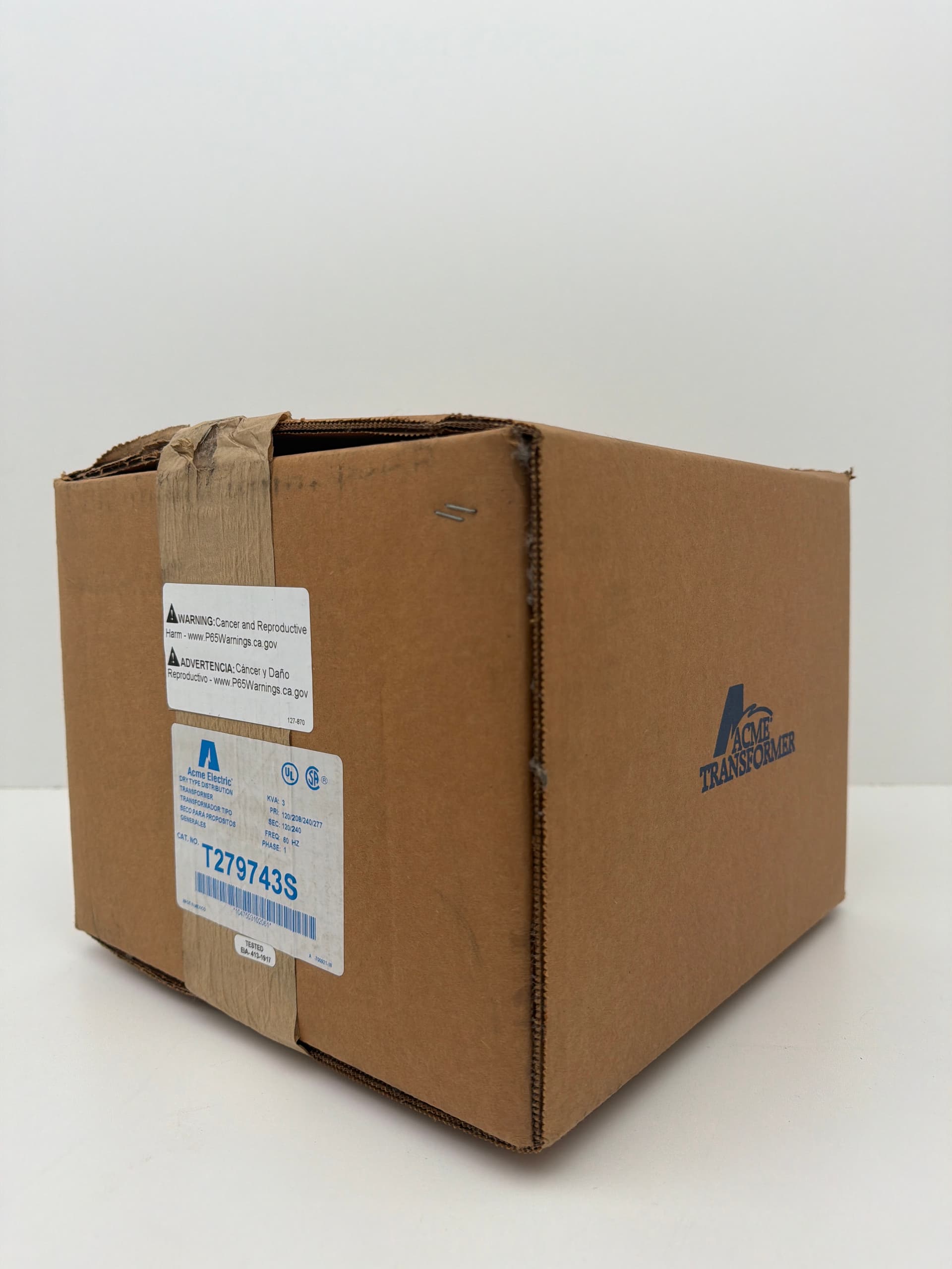 Acme Electric T279743S Transformer 3KVA PRI:120/208/240/277 SEC:120/240 60Hz 1PH