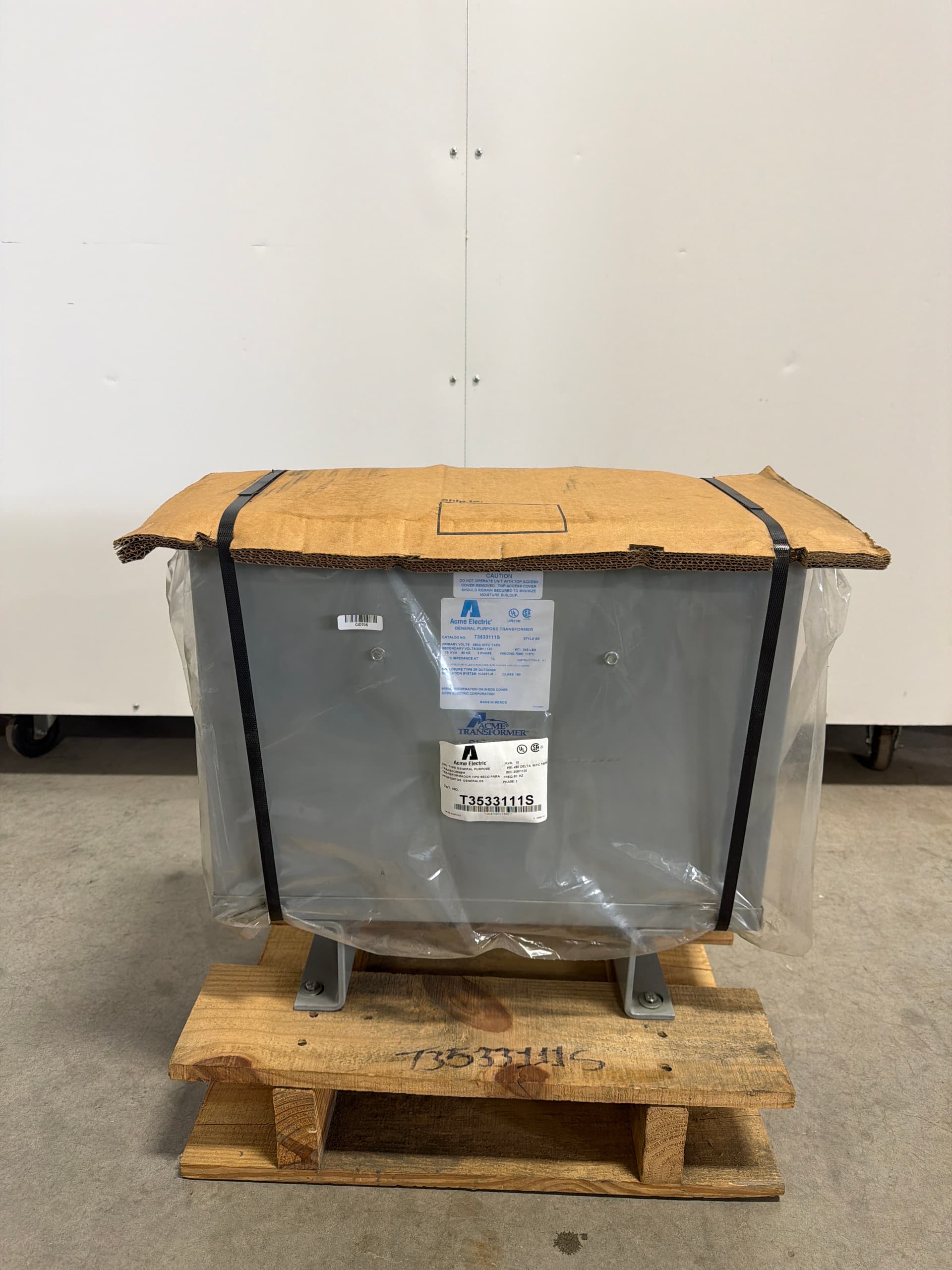 Acme Electric T3533111S Transformer 15KVA 480Delta W/FC Taps 208Y/120 60Hz 3PH