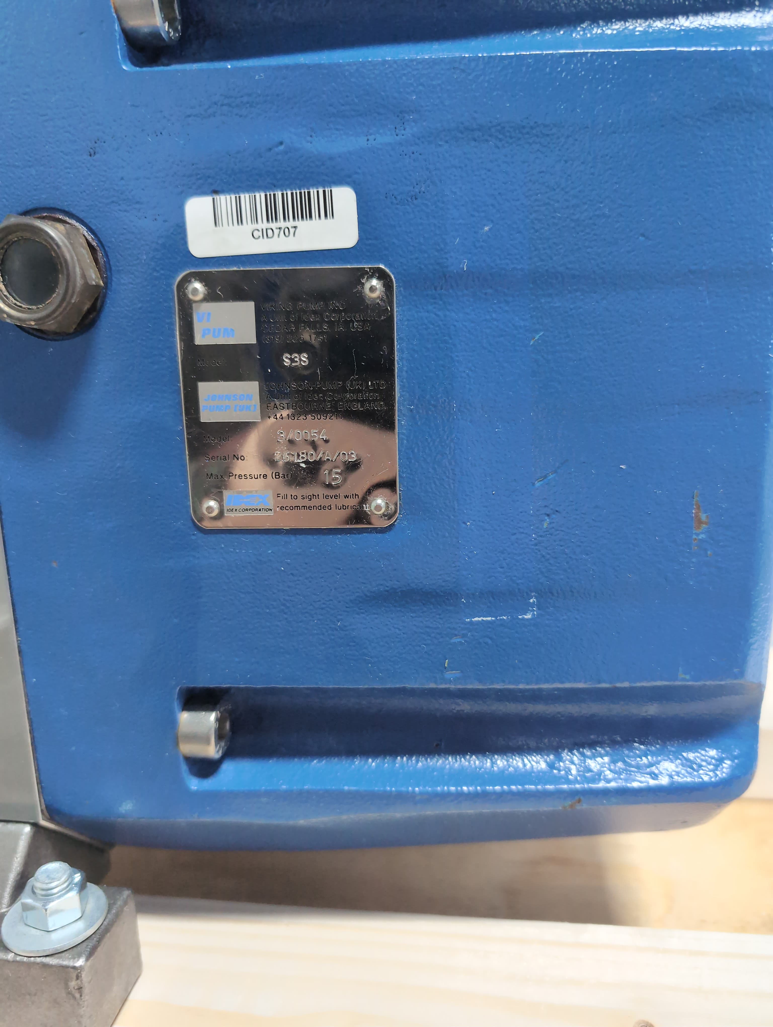 Viking/Wright Flow OL3/0054(S3S) Hygeinic Rotary Lobe Pump, 2", .54L/Rev., 316SS