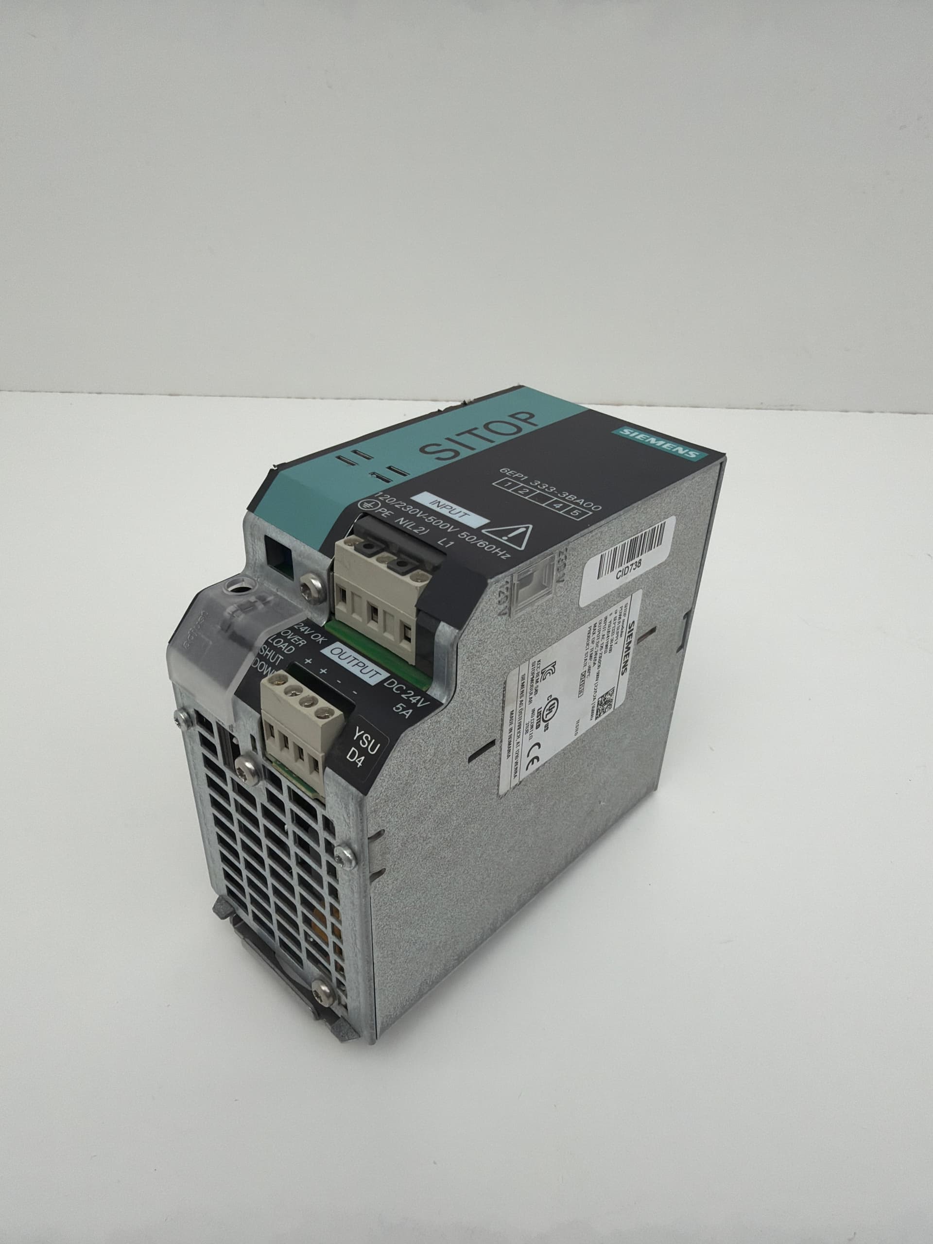 Siemens 6EP1333-3BA00 SITOP Power Supply 24VDC 5A