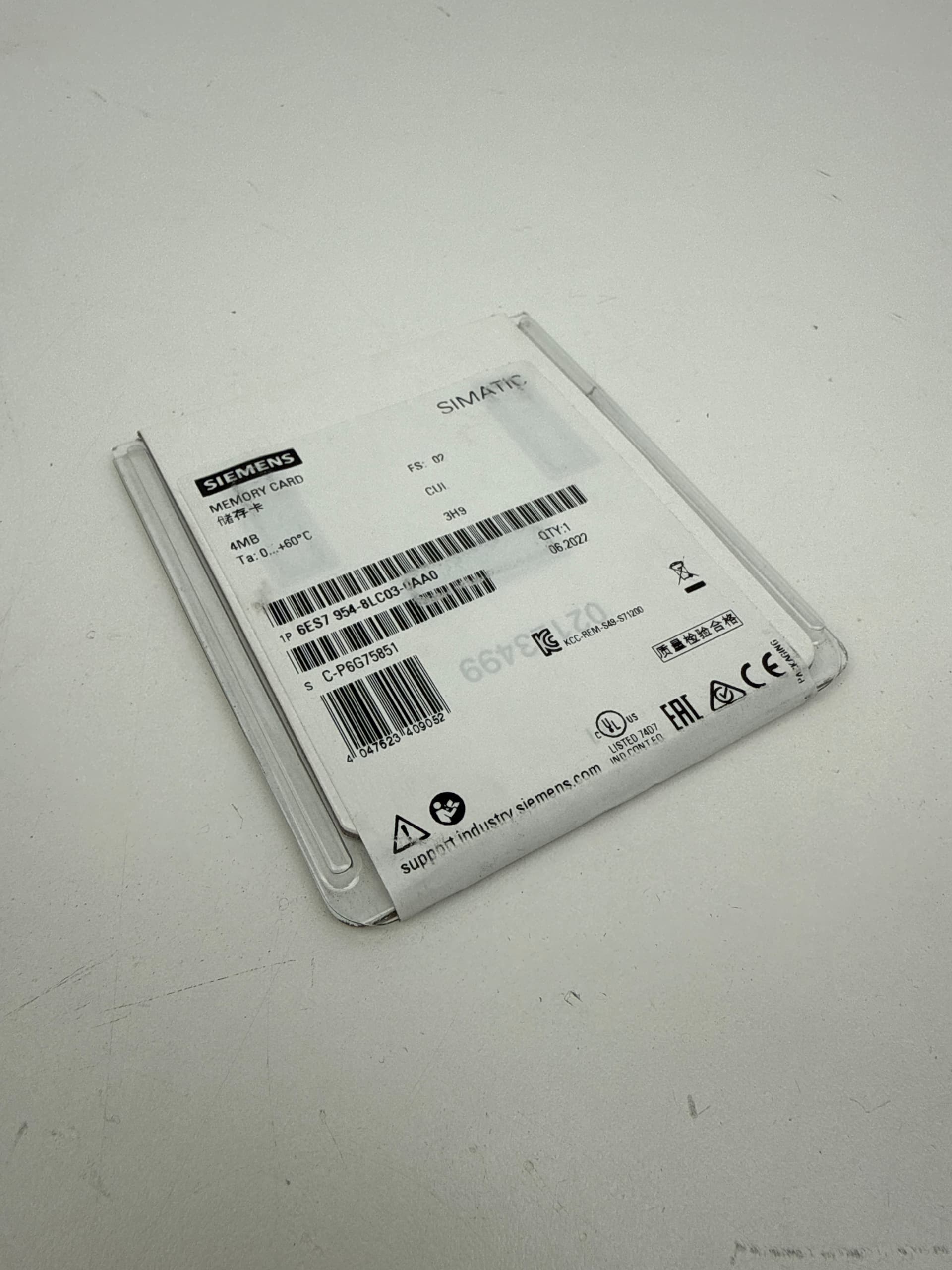 Siemens 6ES7 954-8LC03-0AA0 4MB Memory Card