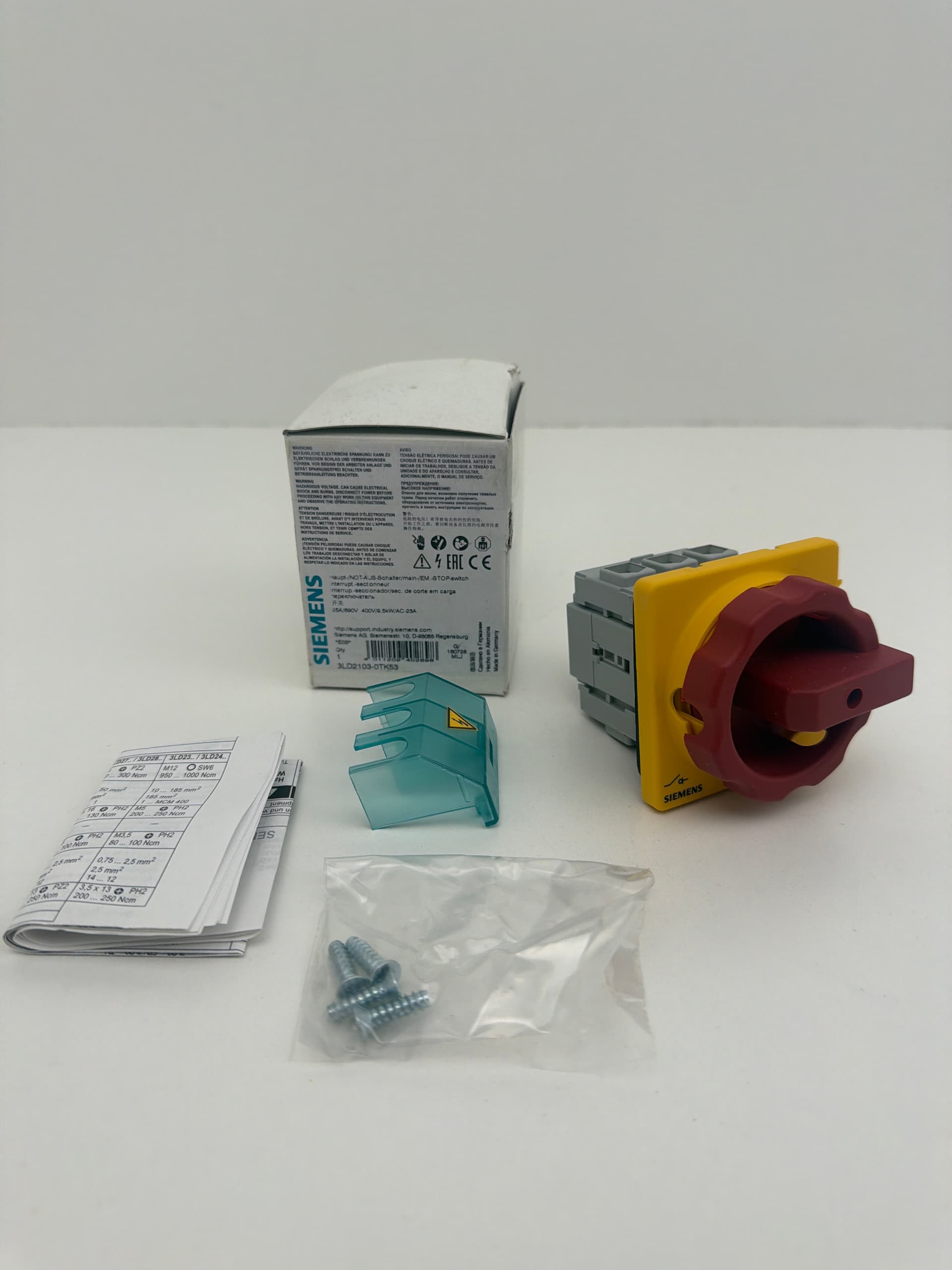 Siemens 3LD2103-0TK53 Disconnect Emergency Stop Switch 25A 3 Pole