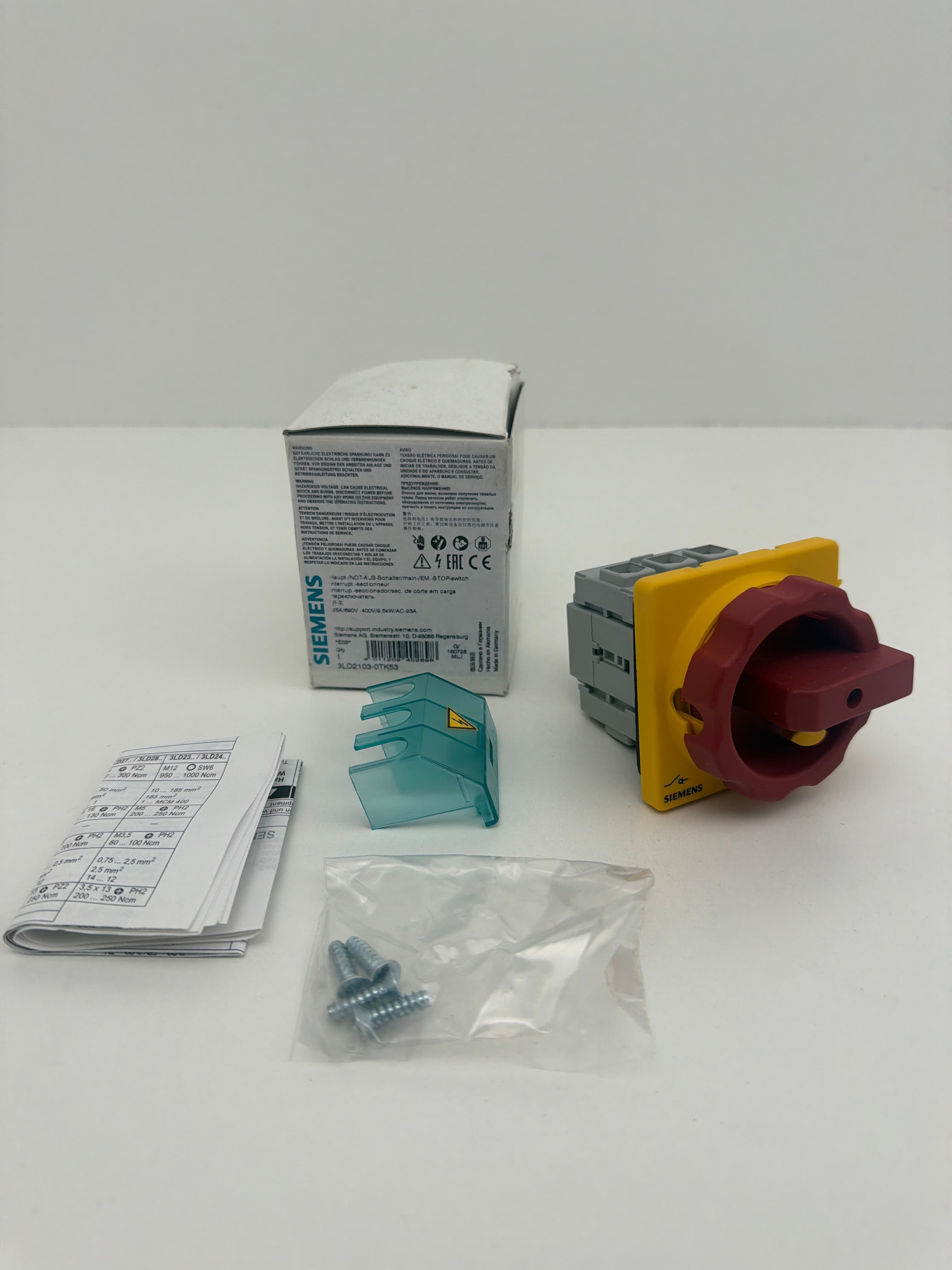 Siemens 3LD2103-0TK53 Disconnect Emergency Stop Switch 25A 3 Pole