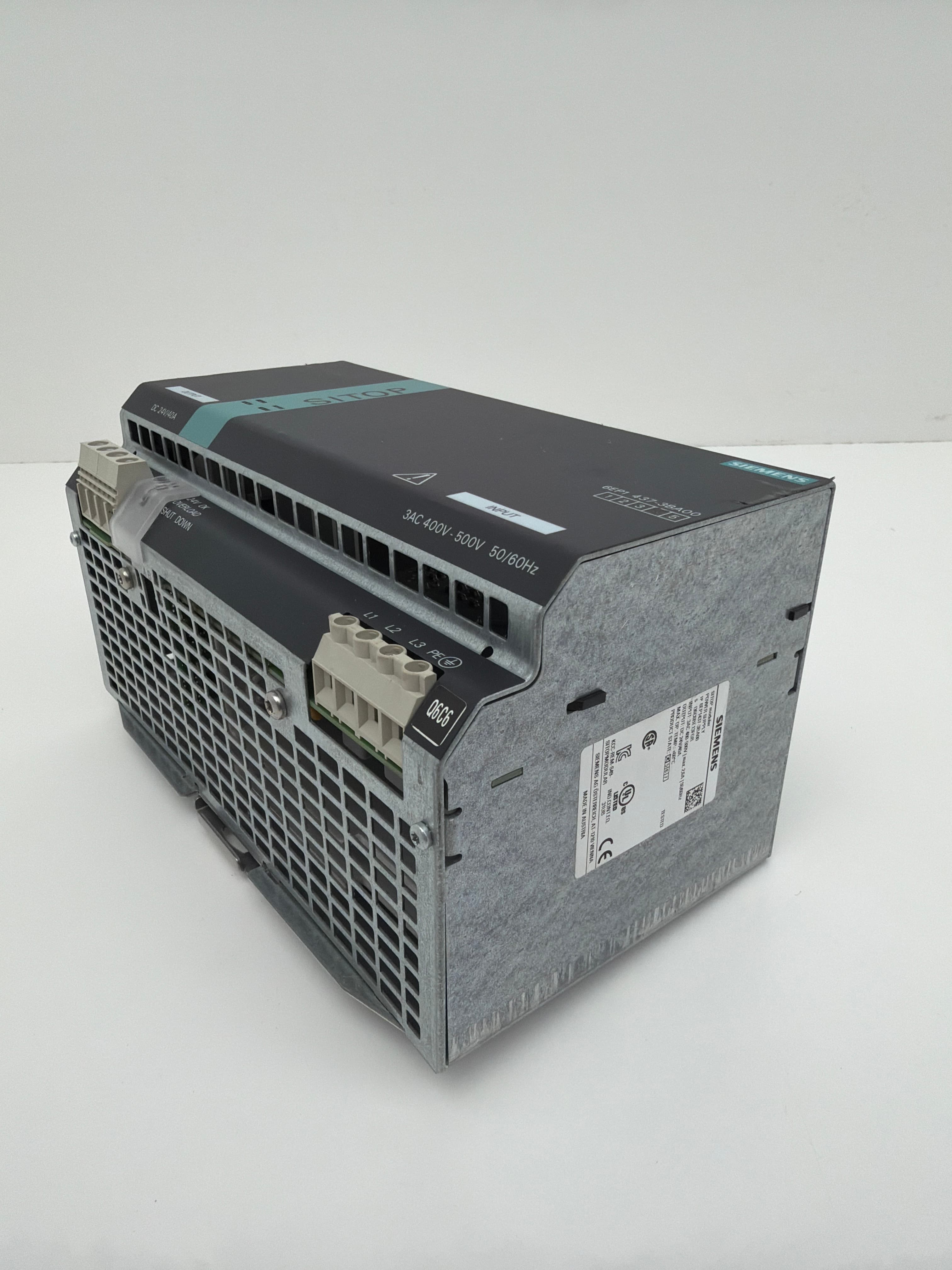 Siemens 6EP1437-3BA00 SITOP Modular Power Supply 24VDC 40A 960W 3AC DIN Rail