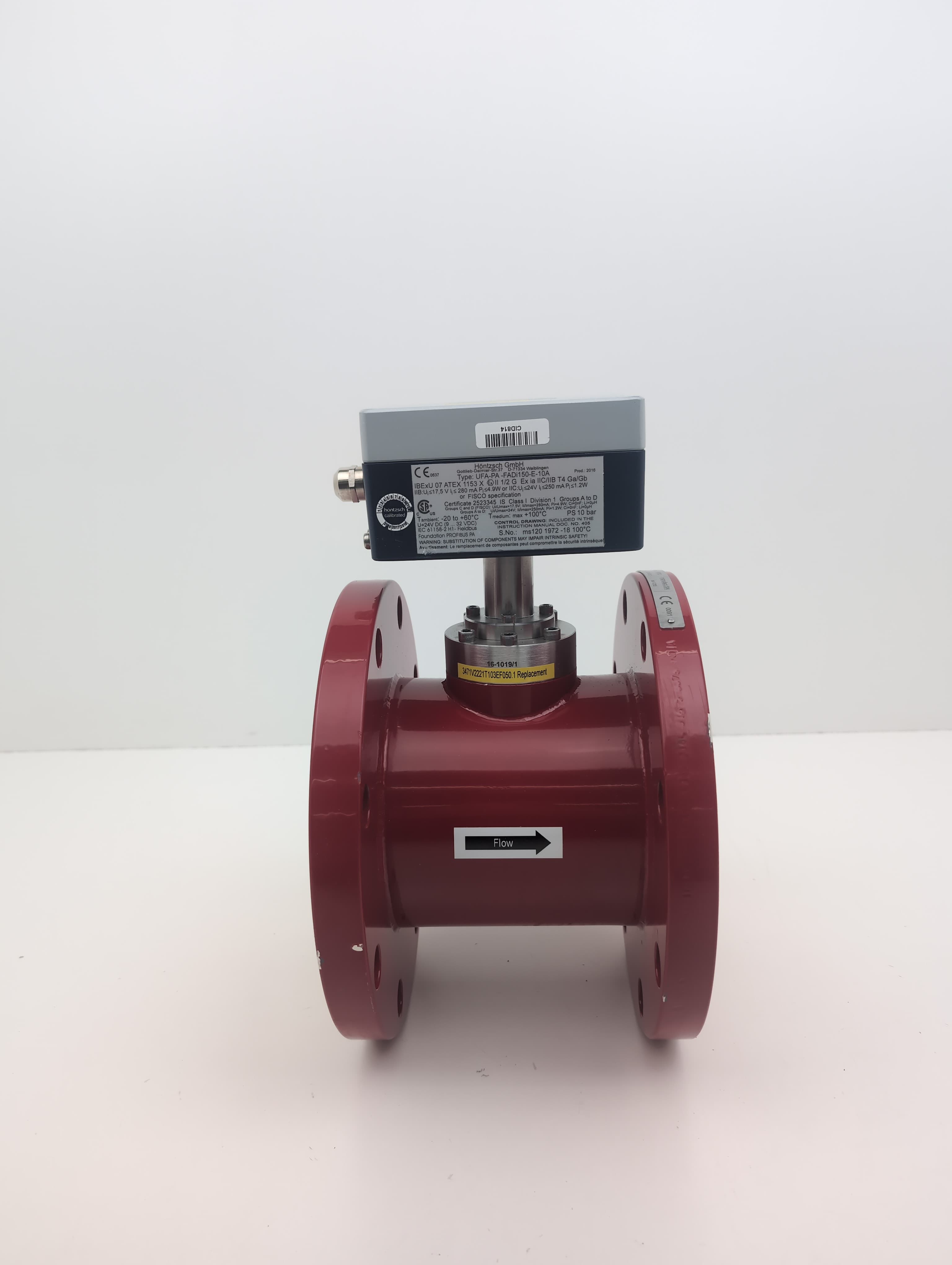 Hontzsch GmbH UFA-PA-FADi 150-E-10A Vane Wheel Flow Sensor, 6", 150# ,316 SS