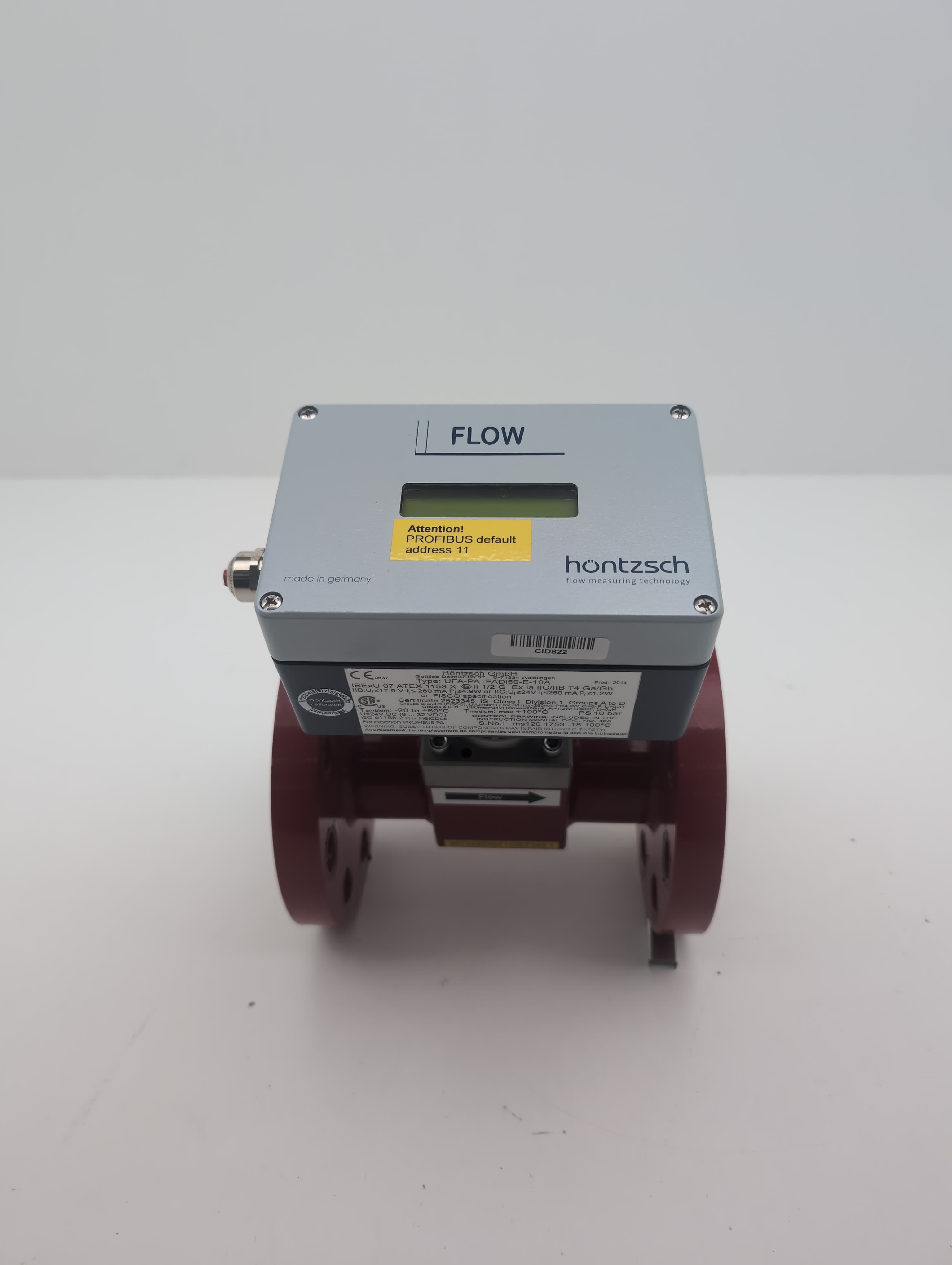 Hontzsch GmbH UFA-PA-FADi 50-E-10A Vane Wheel Flow Sensor, 2", 300# ,316 SS