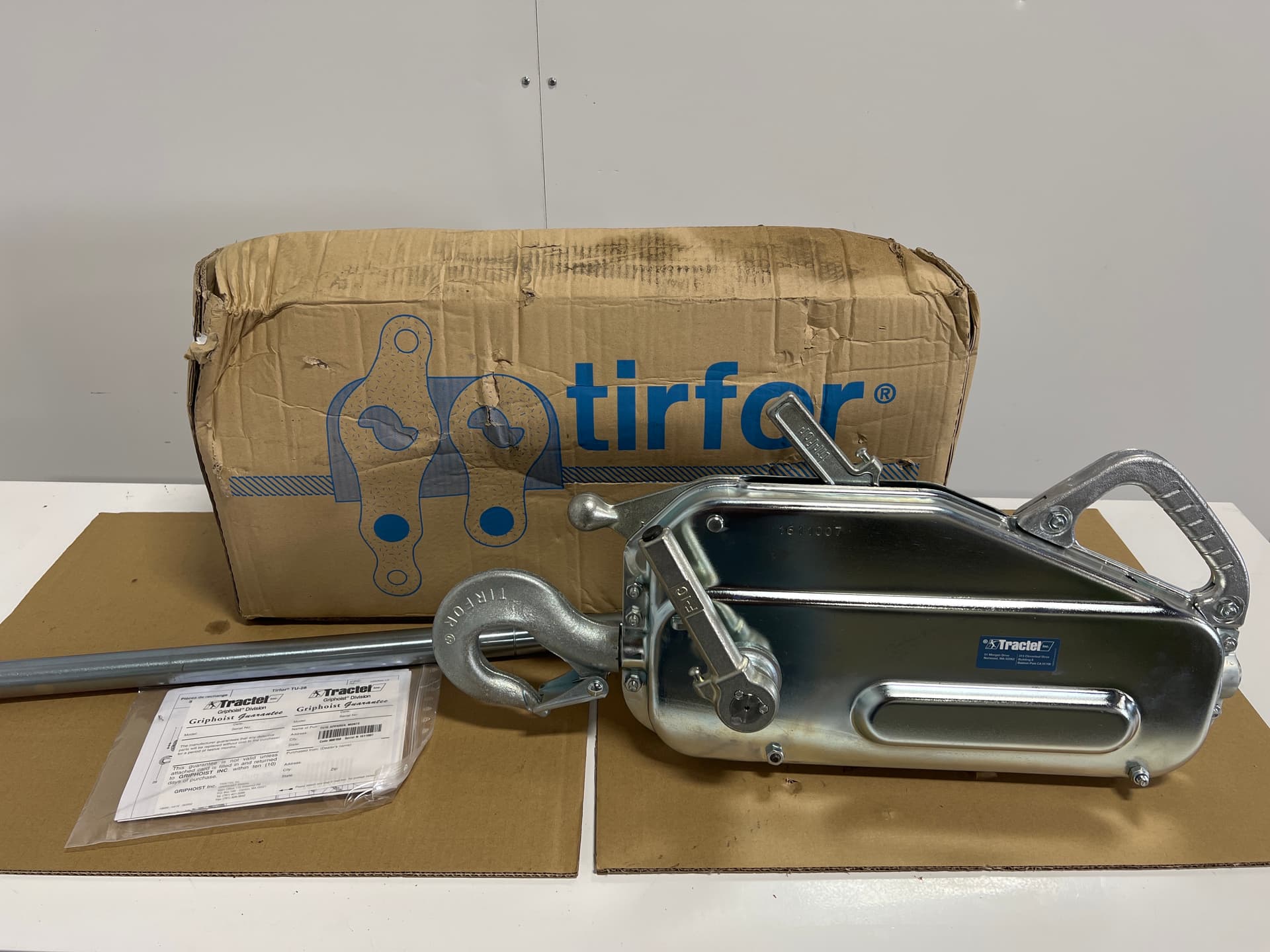 Tractel TU-28 Griphoist Tirfor Wire Rope Hoist - 4000lb Capacity
