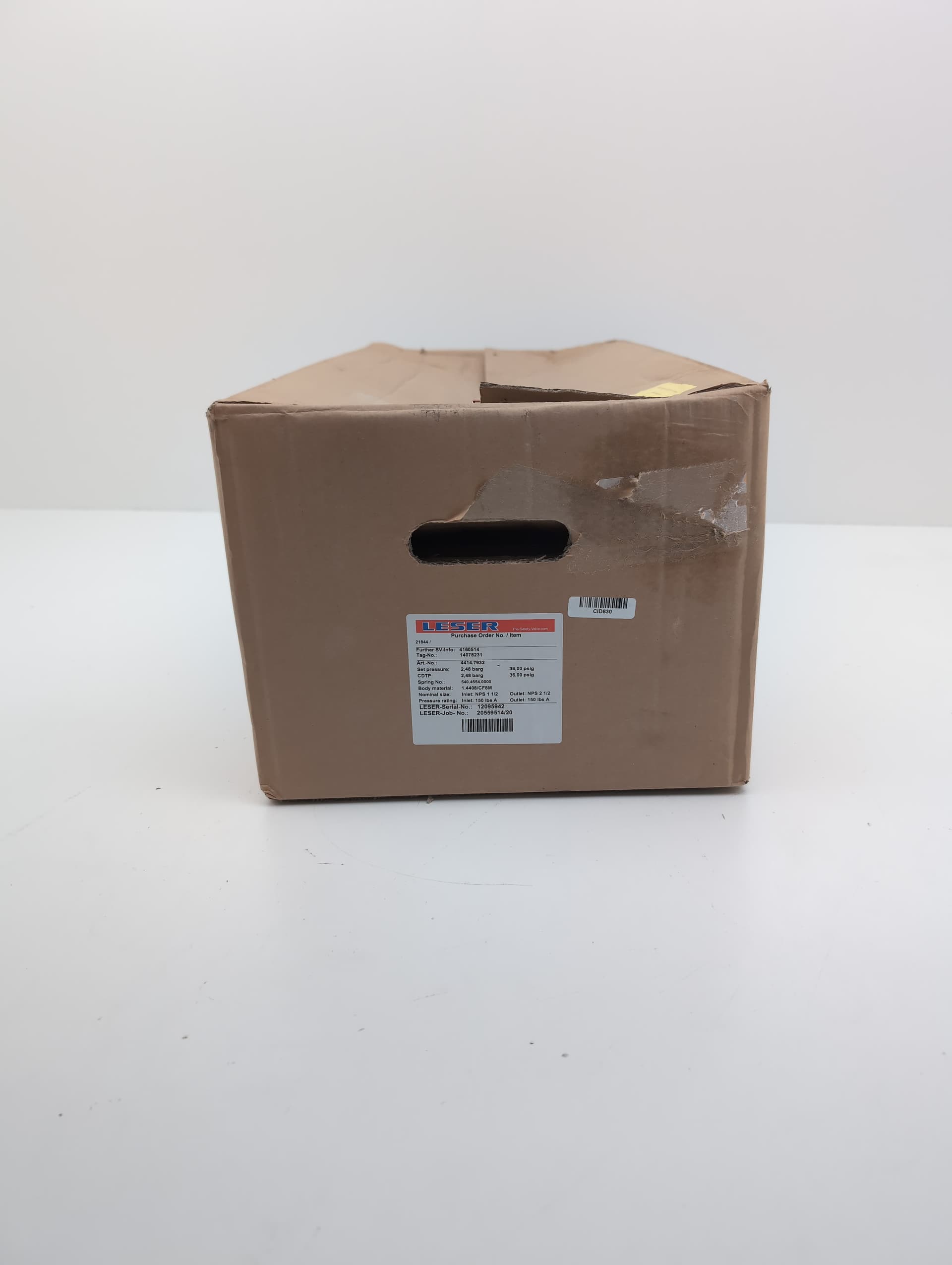 Leser 4414.7932 Pressure Relief Valve 1 1/2"x 2 1/2", 36psig,1.4408/CF8M, CL1500