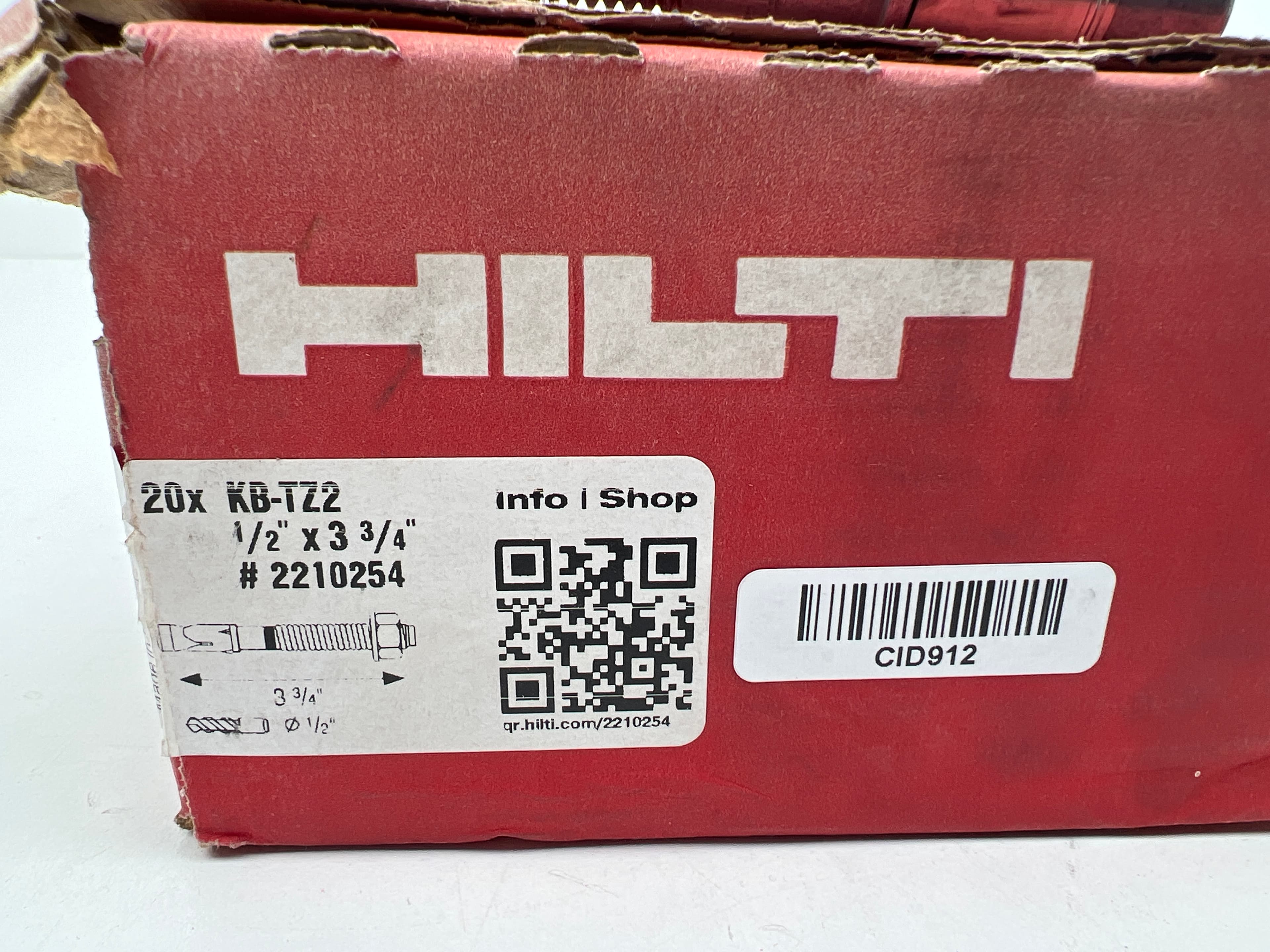 Hilti KB-TZ2 2210254 1/2" x 3-3/4" Wedge Anchor