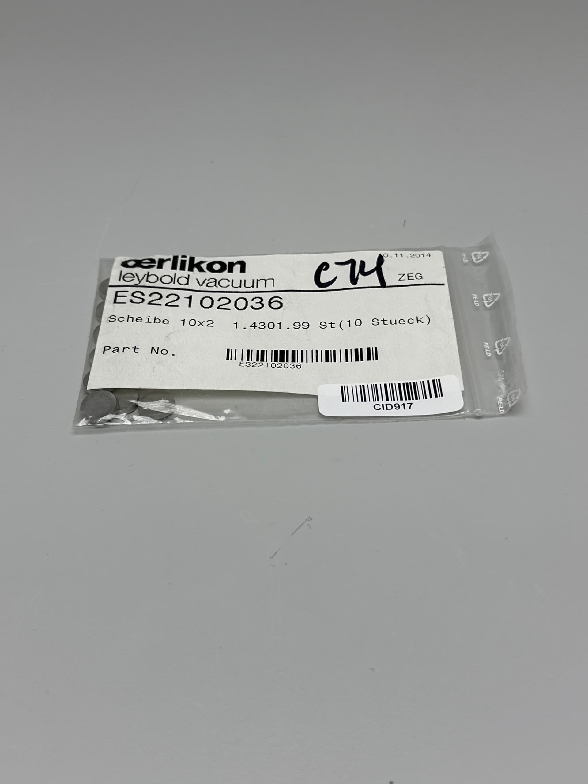 Oerlikon Leybold Vacuum ES22102036 Disc 10x2 1.4301.99 Steel (10 pcs)
