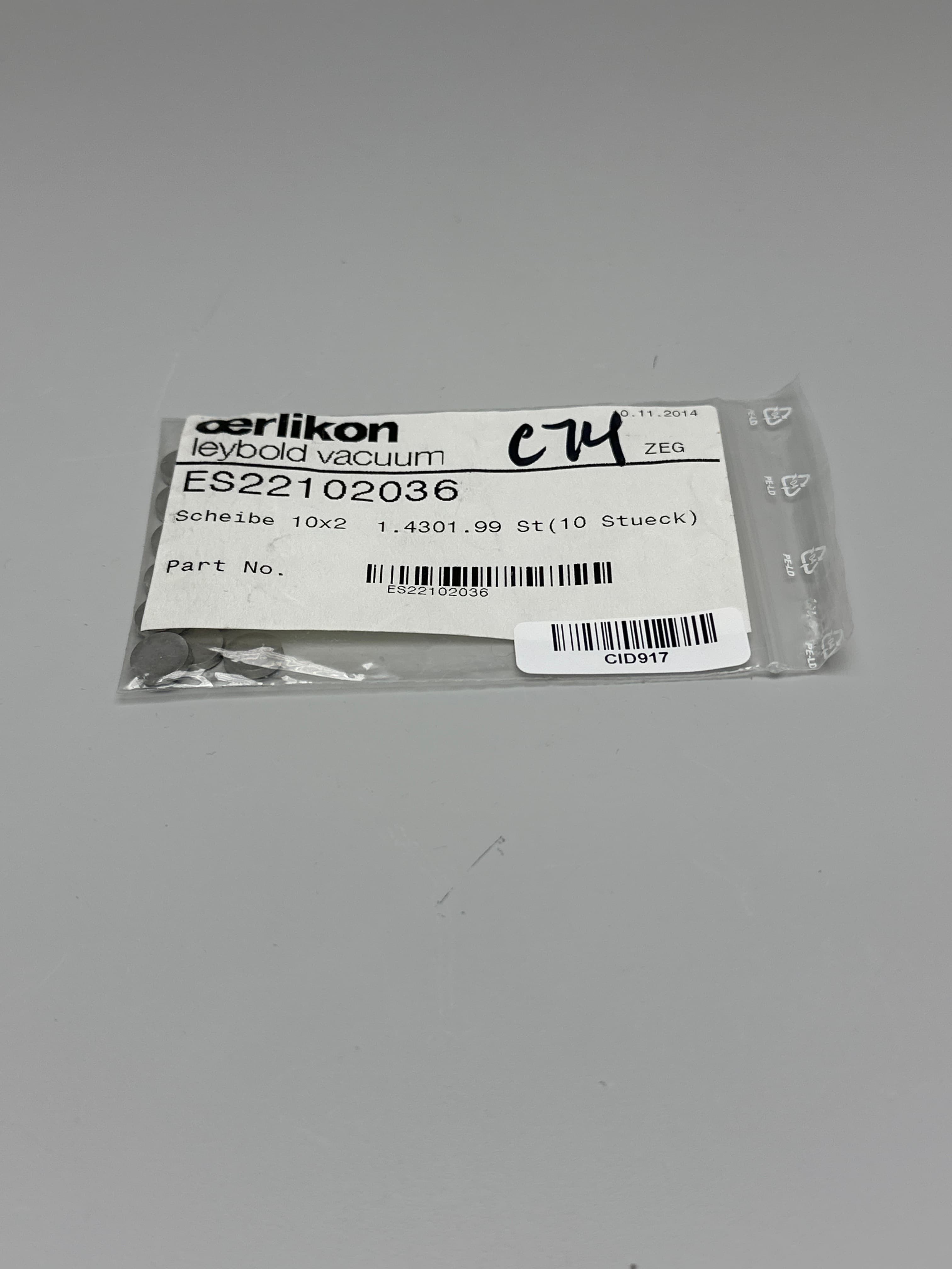 Oerlikon Leybold Vacuum ES22102036 Disc 10x2 1.4301.99 Steel (10 pcs)