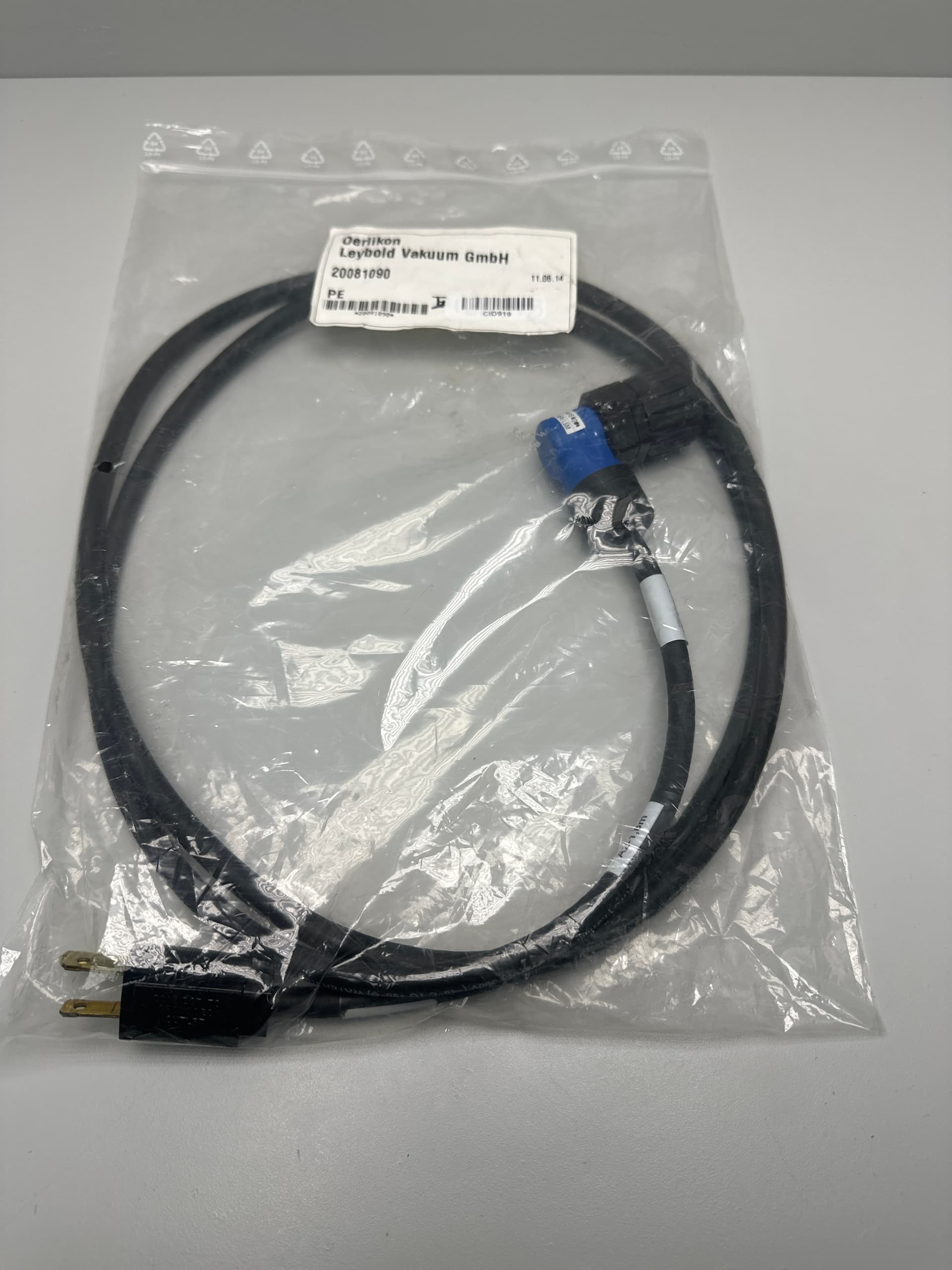 Oerlikon Leybold Vacuum 20081090 115V NEMA Power Cable For Trivac Vacuum Pump