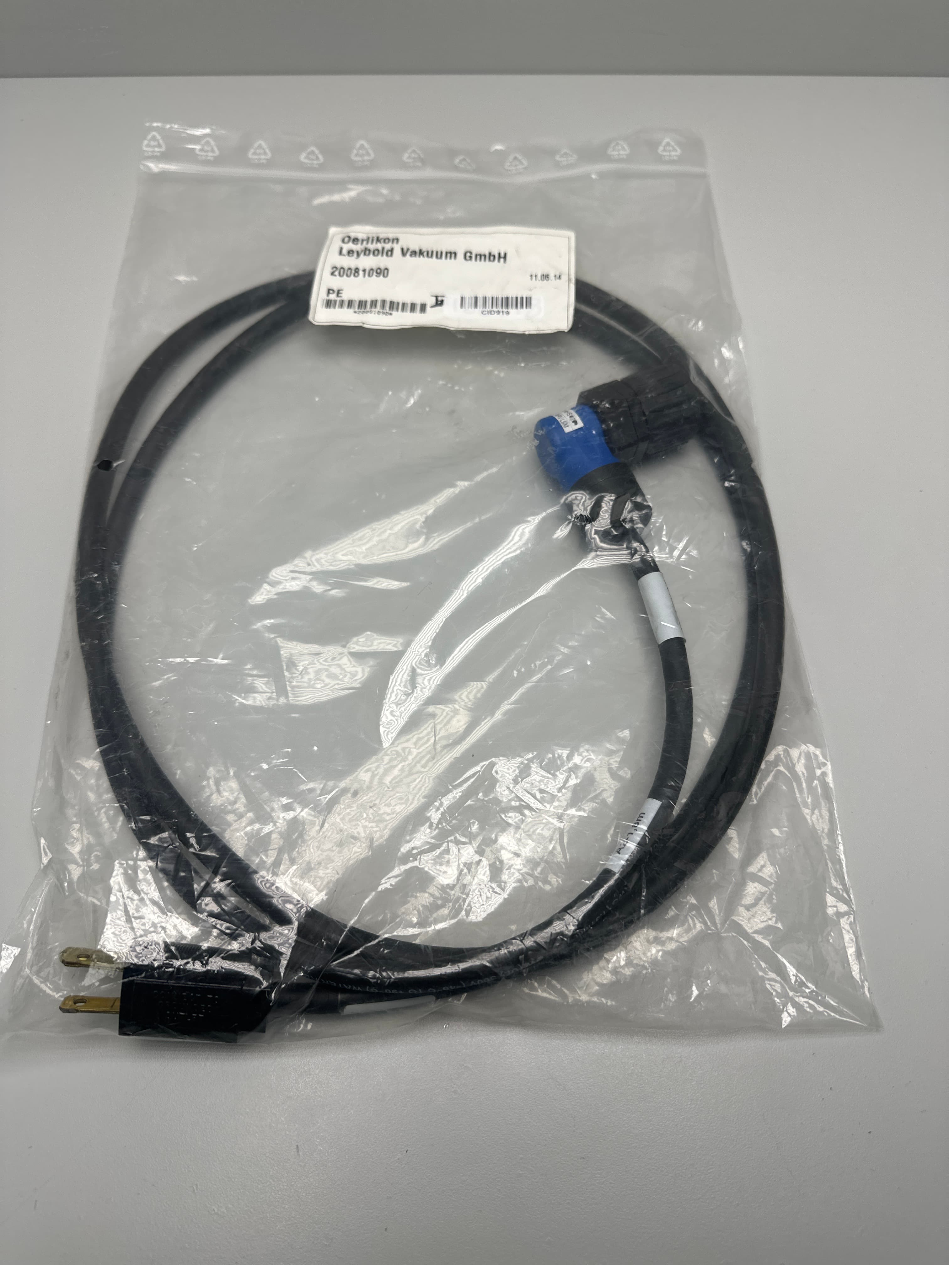 Oerlikon Leybold Vacuum 20081090 115V NEMA Power Cable For Trivac Vacuum Pump