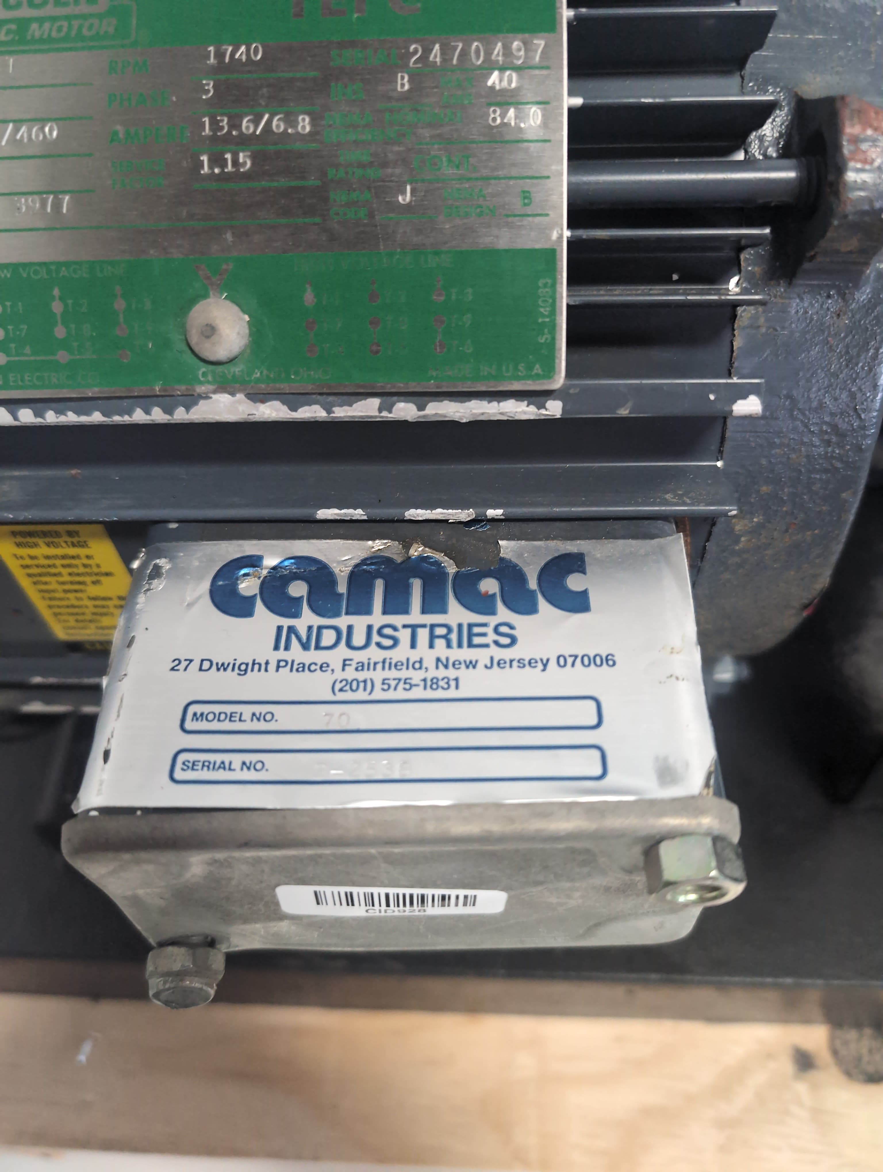 Camac Industries, 70 Centrifugal Pump, Carpenter 20, 2" X 11/2'', RF 150, 5HP