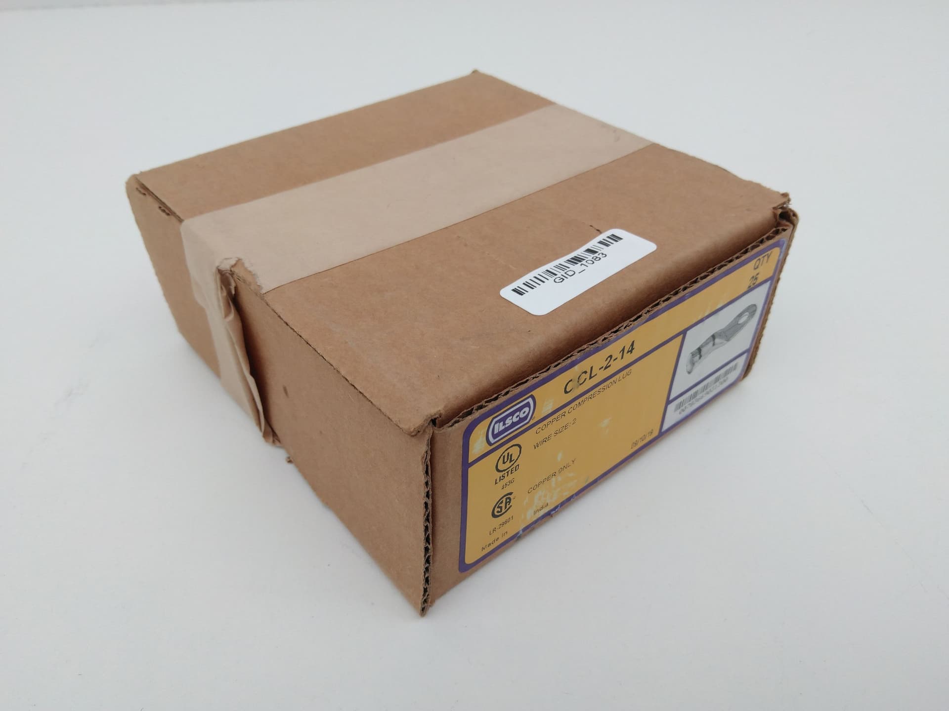Ilsco CCL-2-14 Compression Terminal, 2AWG, 1/4" Stud, Box 25pcs