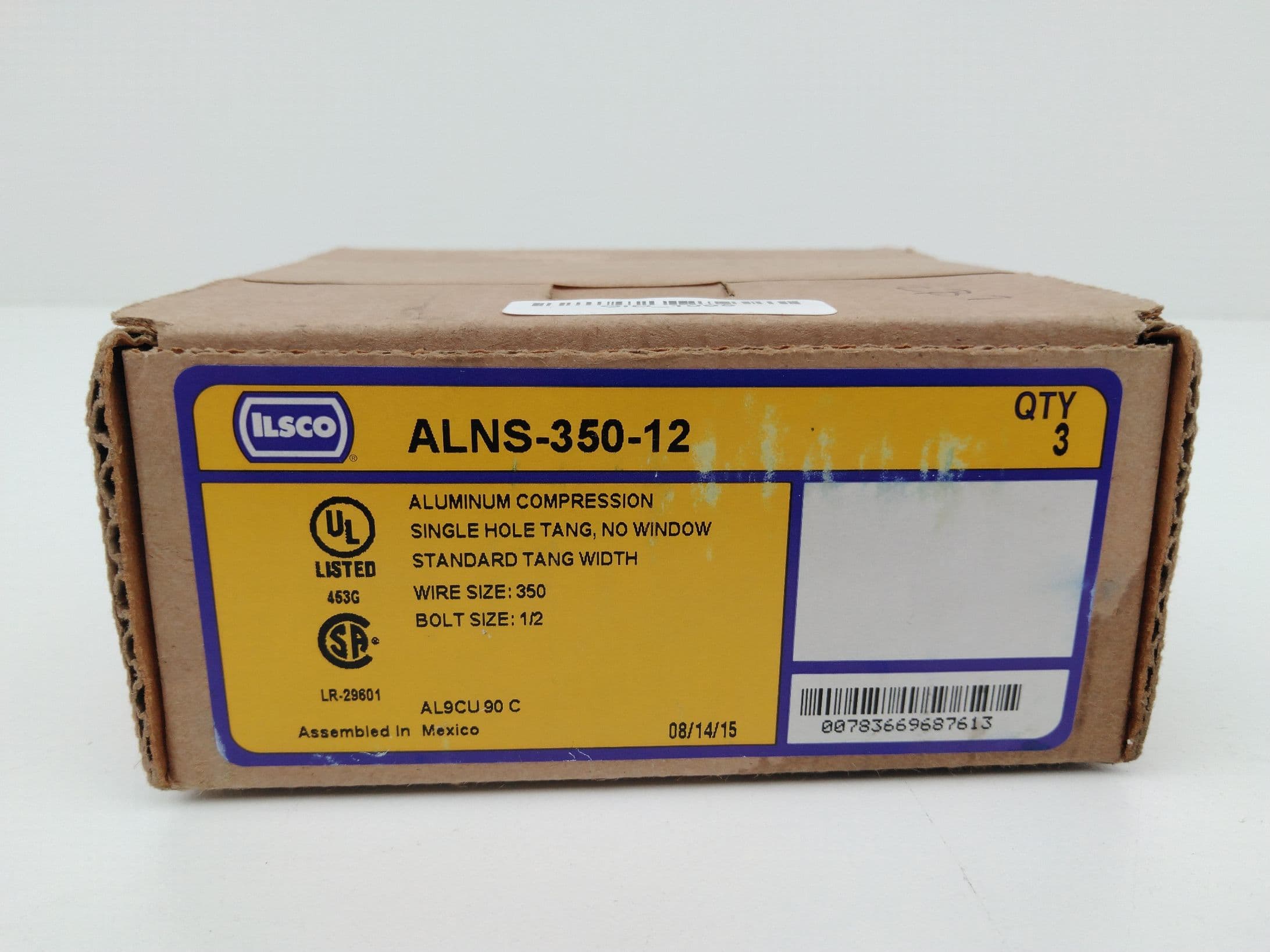 Ilsco ALNS-350-12 Compression Lug, AL, 350MCM, 1/2"