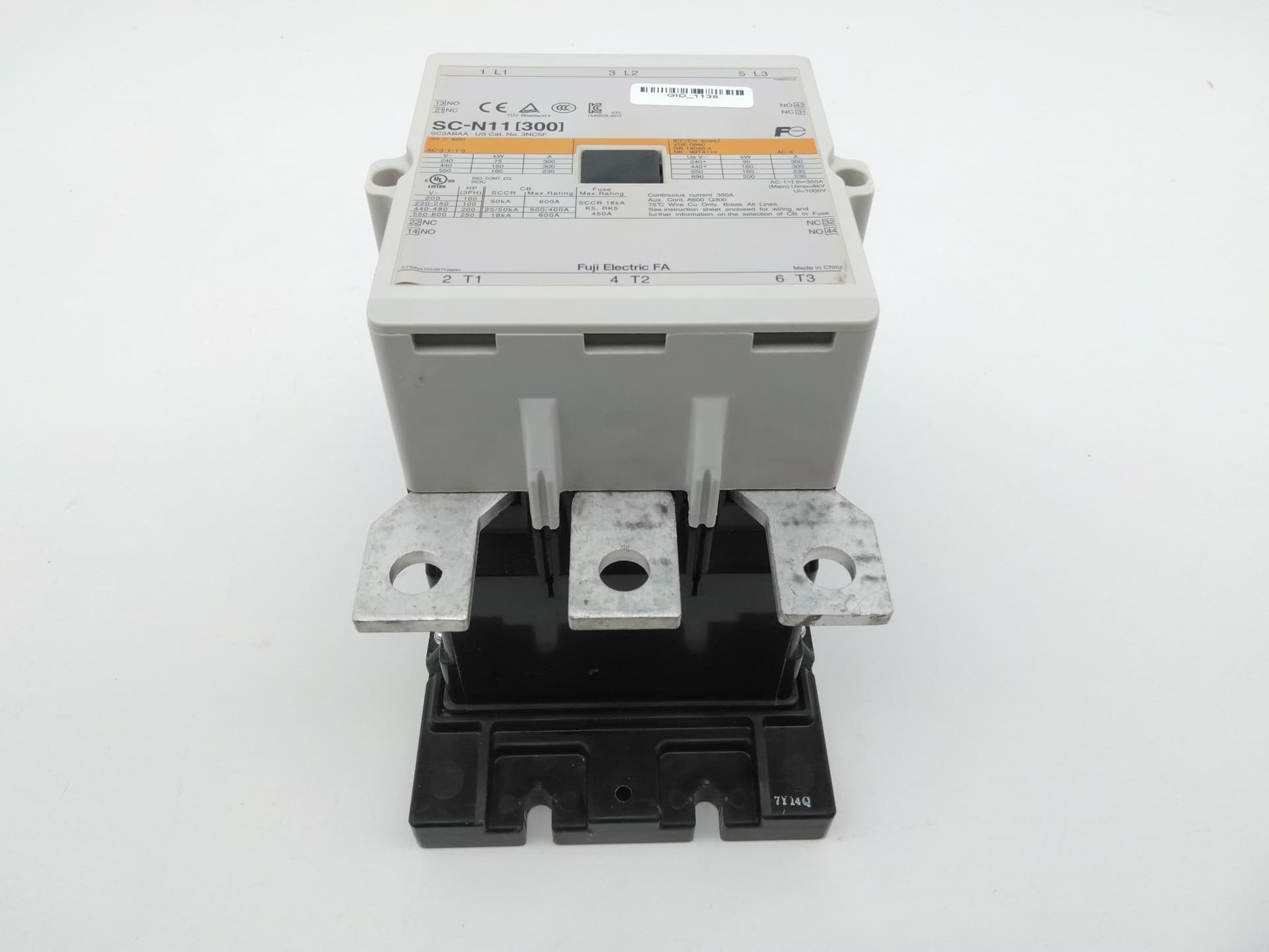 Fuji SC-N11(300), SC3ABAA, 3NC5F Contactor 3P, 300A, 200-600VAC, 120V coil