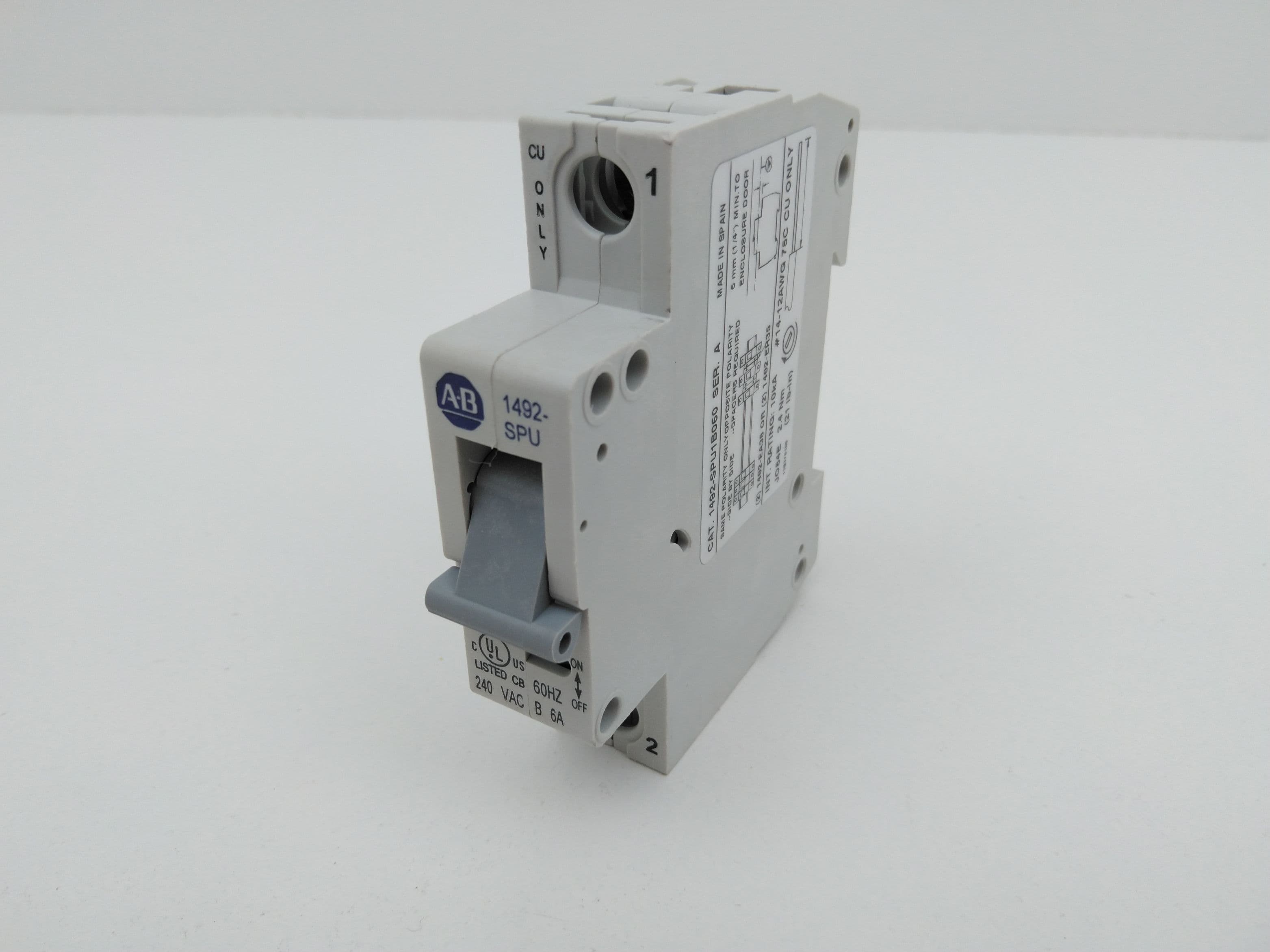 Allen-Bradley 1492-SPU1B060 Circuit Breaker, Ser A, 1 Pole, 6 Amp, 240V