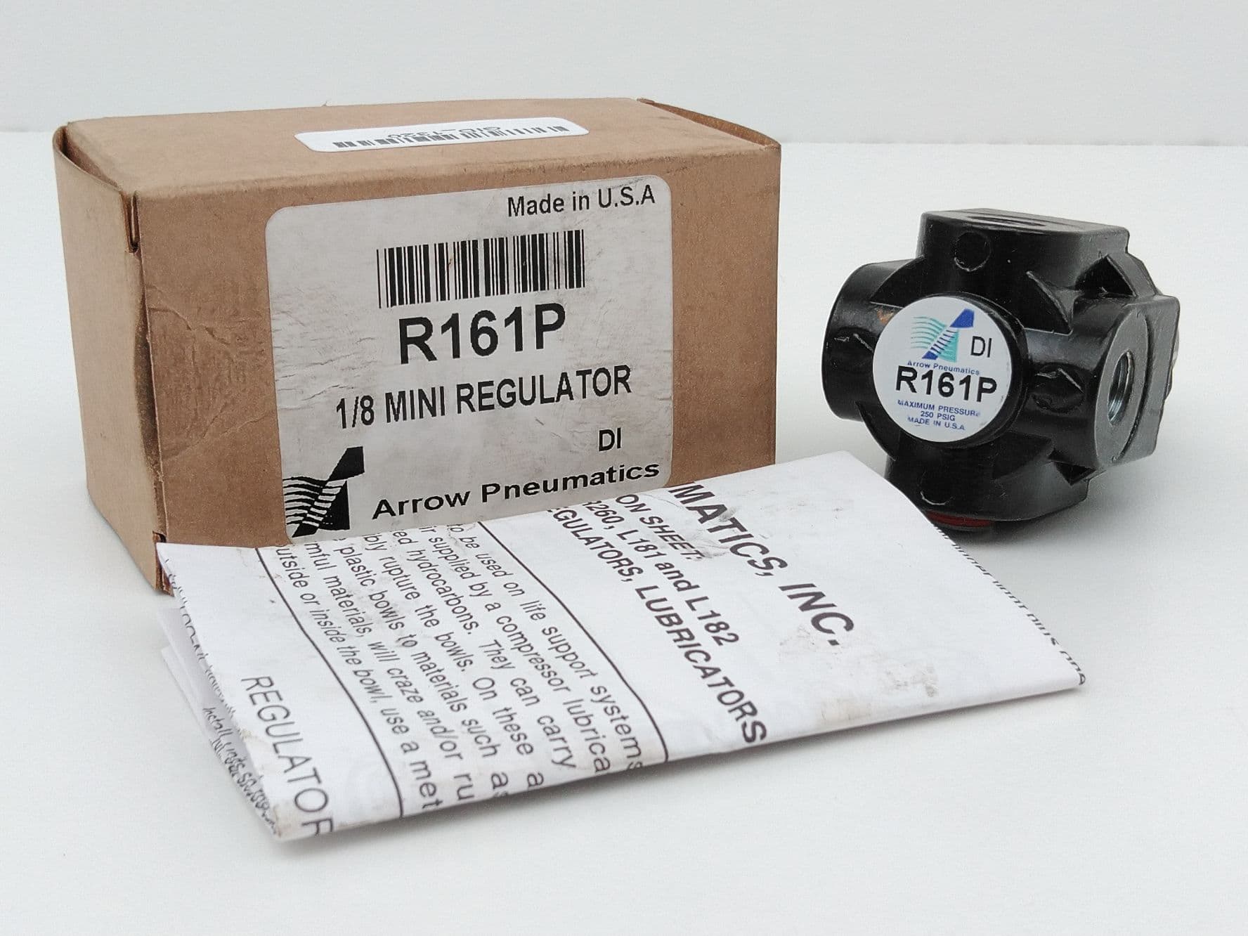 Arrow Pneumatics R161P 1/8 NPT 250 PSI Miniature Air Regulator