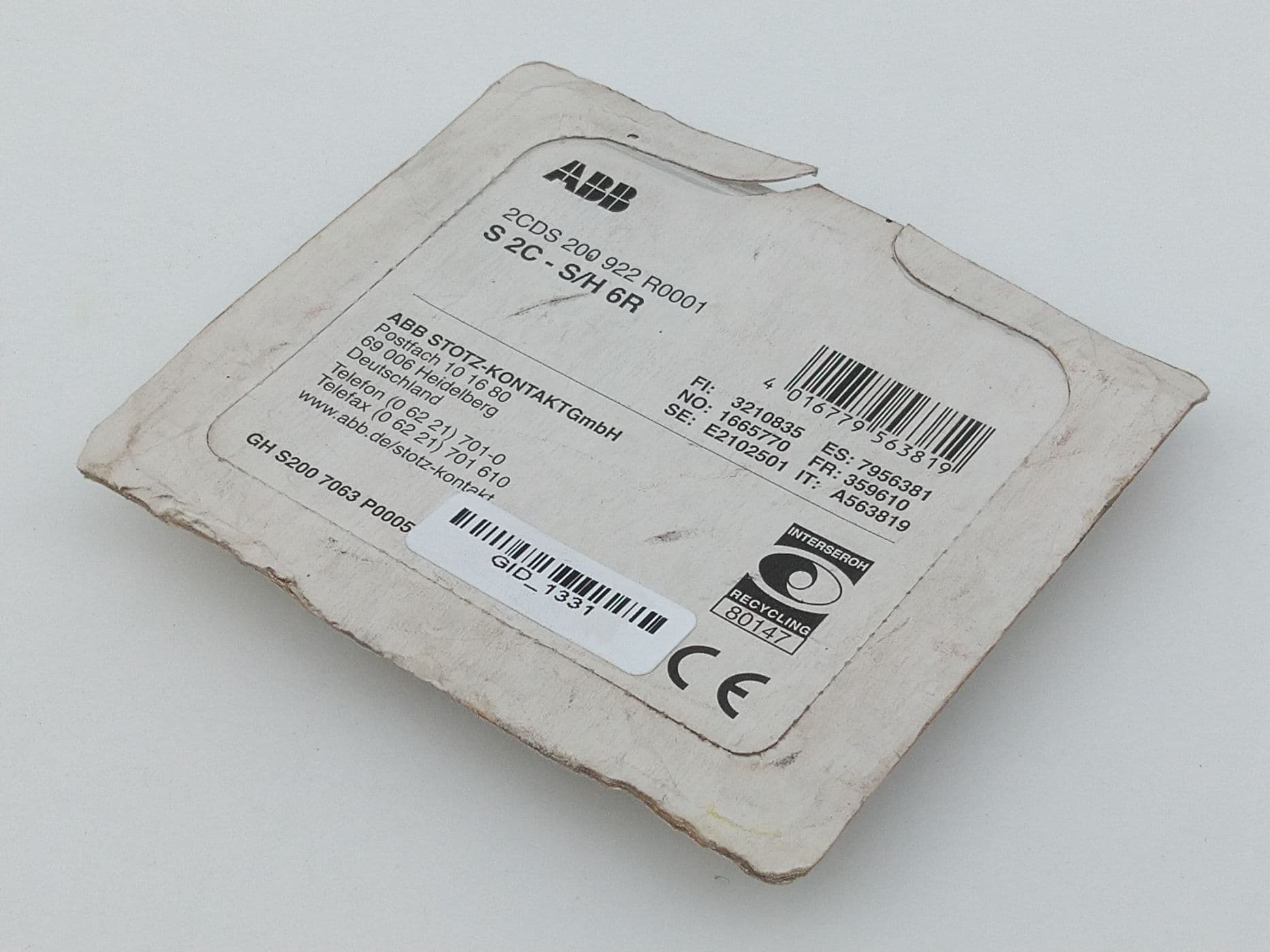 ABB S2C-S/H6R Din Rail Mount Auxiliary Contact