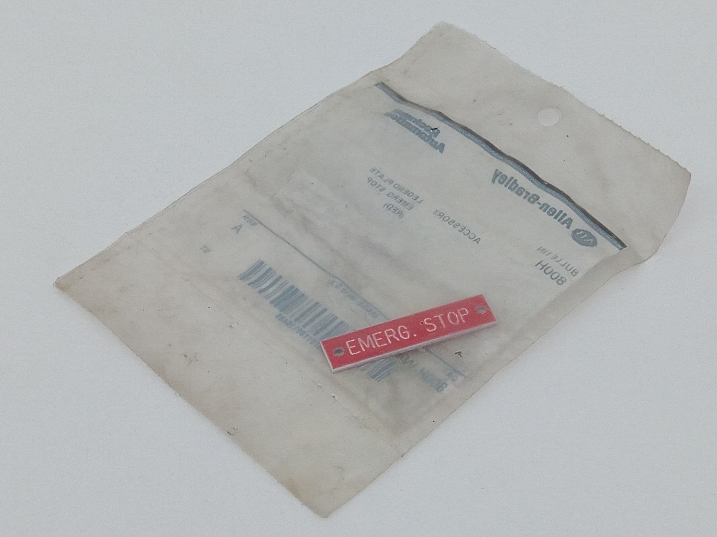 Allen-Bradley 800H-W42 Ser A Red Emergency Stop Legend Plate